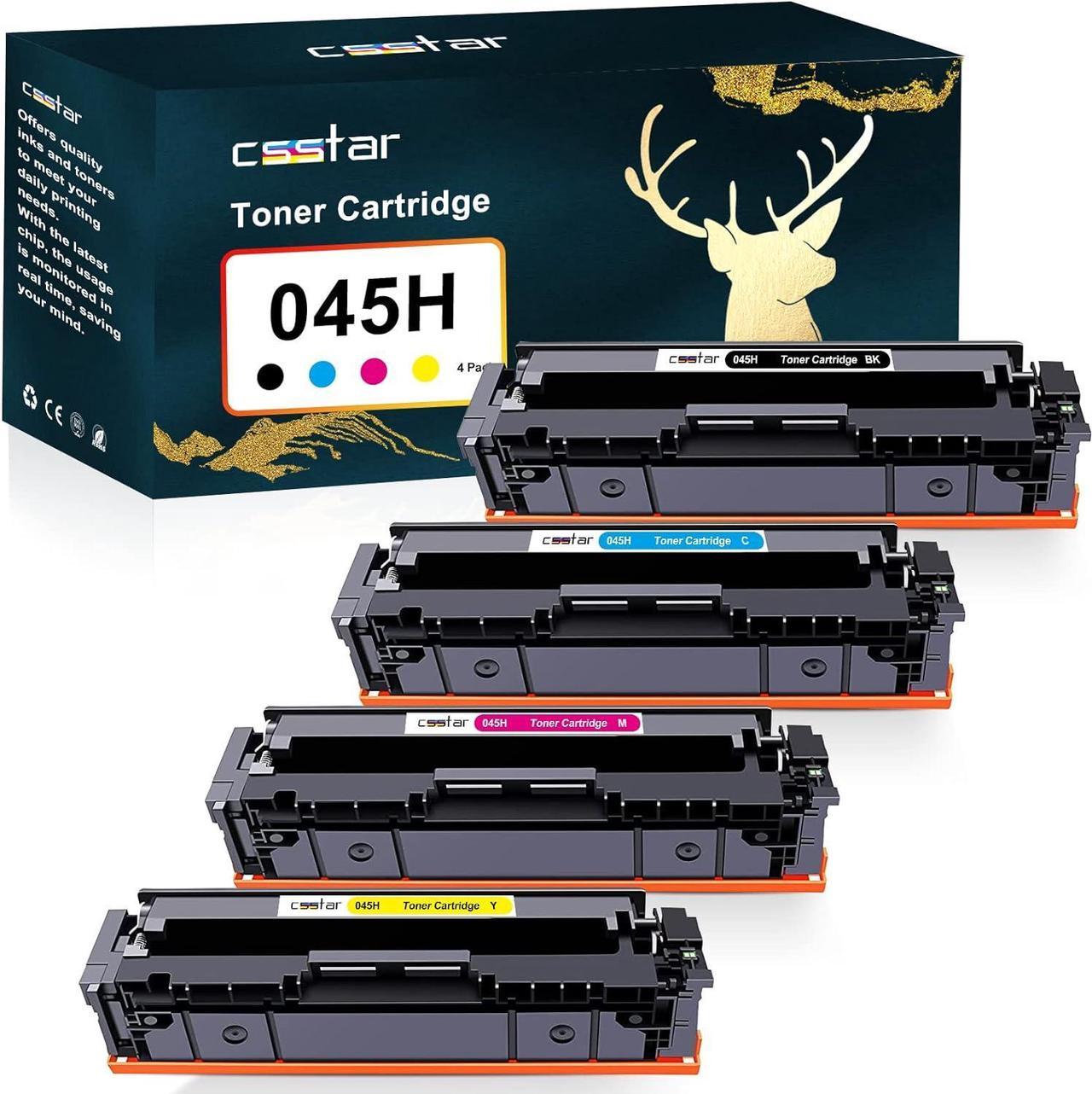 CSSTAR Compatible Toner Cartridge 045 Replacement for Canon Toner 045 CRG-045H Work with Color ImageCLASS MF634Cdw MF632Cdw LBP612Cdw LBP613Cdw MF632 MF634 Series Printer (CRG045H-BK/C/M/Y, 4 Pack)