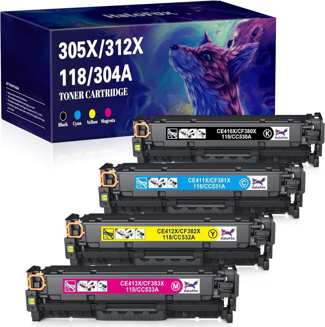 HaloFox Remanufactured Toner Cartridge Replacement for Canon 118 HP 304A for Canon Color Imageclass MF8580CDW MF8380CDW MF8350CDN MF726CDW for HP Color Pro CP2025DN CM2320NF Printer (4 Pack)