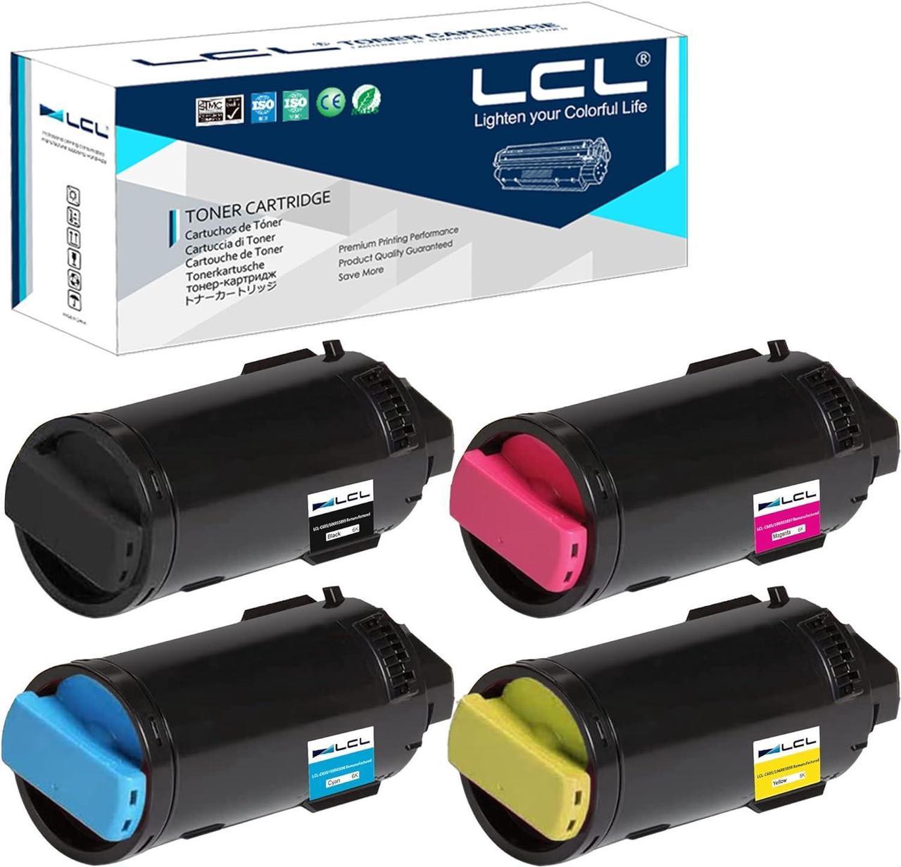 LCL Remanufactured Toner Cartridge for Xerox VersaLink C605 C600 C600N C600DN 106R03899 106R03896 106R03897 106R03898 (4-Pack Black, Cyan, Magenta, Yellow) for Xerox VersaLink C605 C600 C600N C600DN