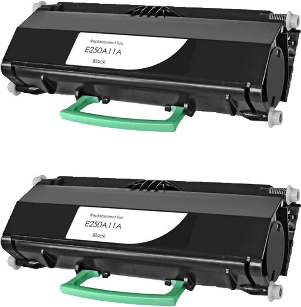 2 PK Ultra Toner® Compatible Replacement for Lexmark E250 E250A11A Black Toner Cartridge for Lexmark E250 E250D E250DN E350 E352 E350D E350DN E352dn