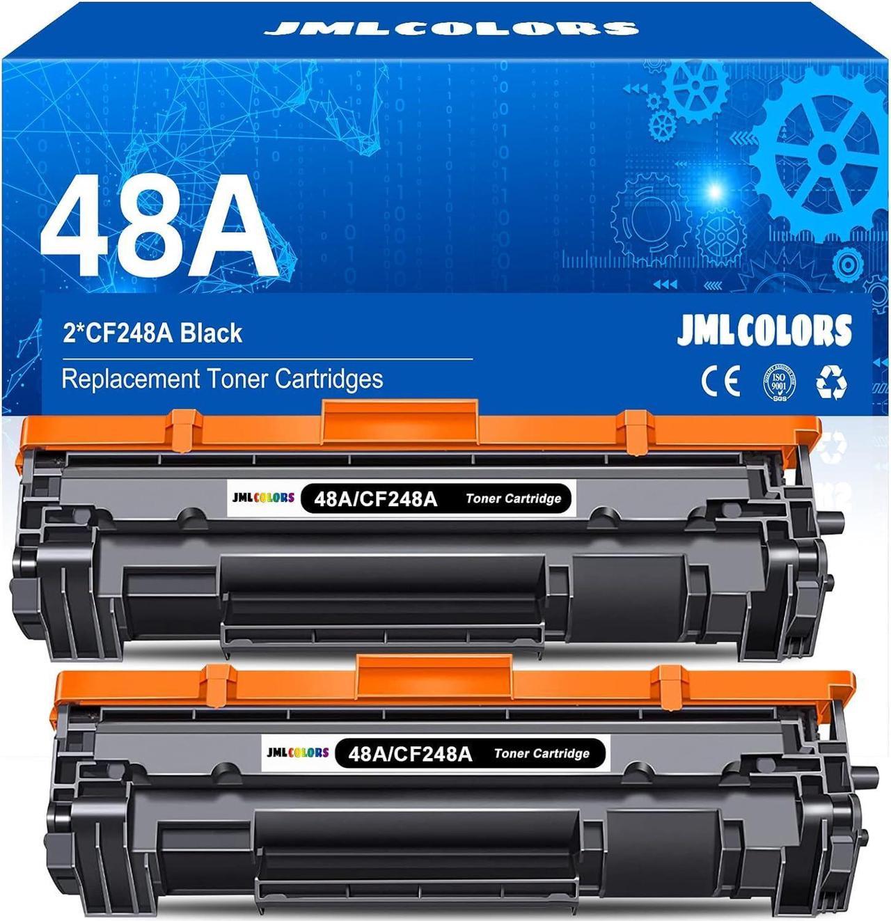 JMLCOLORS Compatible Toner Cartridges 48A CF248A for Laserjet Pro MFP M15w M29w M28w M15a M28 M31 M15 M14 M17 M28a M30w M31w M29a M16a M16w Laser Printer (Latest chip, 2-pack black)