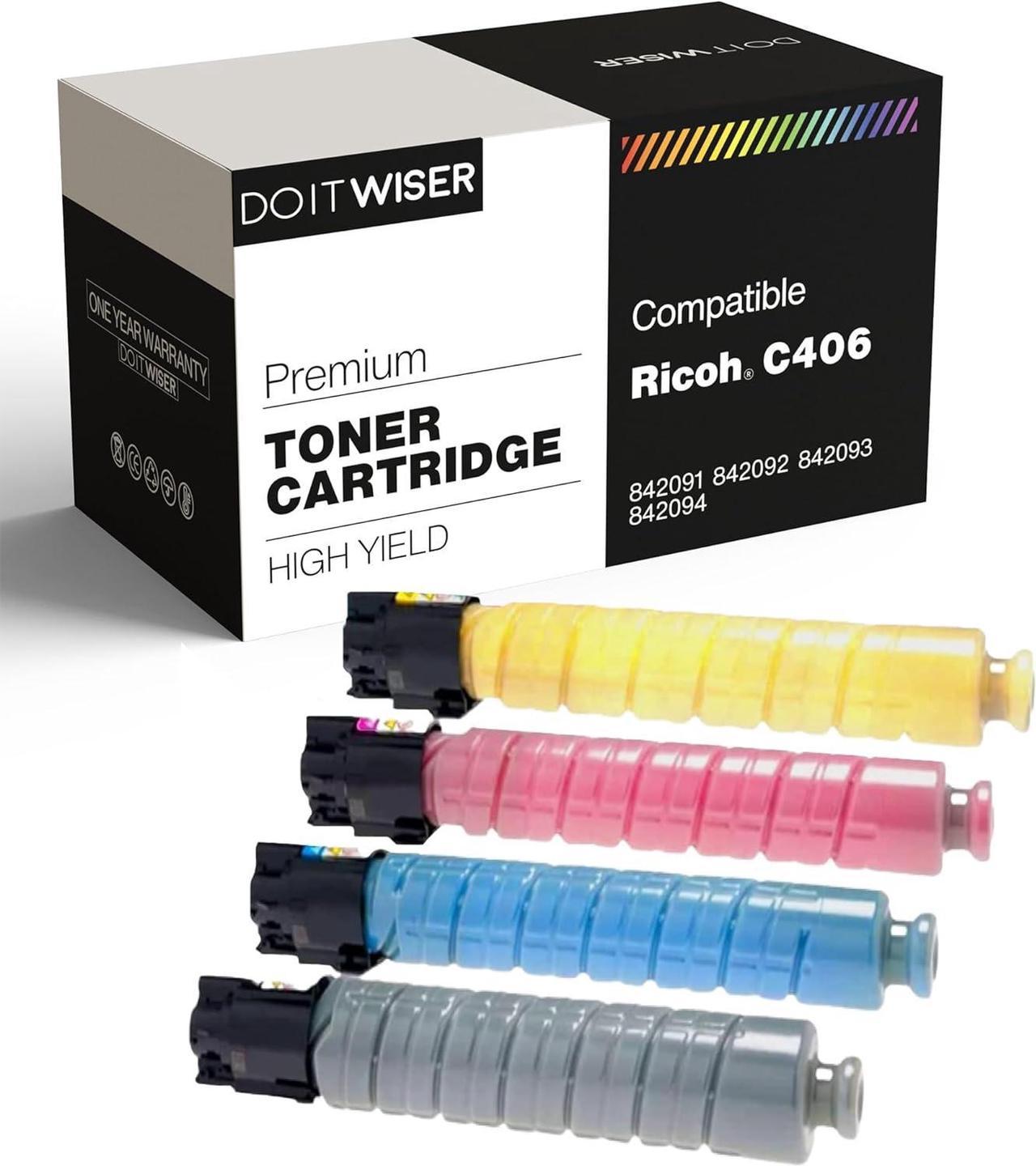 Do it Wiser Compatible Toner Cartridge Replacement for Ricoh MP C307 MP C306 MP C406 MP C407 | 842091-842092 - 842093-842094 (4 Pack)