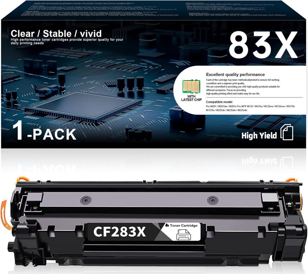 83X Black Toner Cartridge High Yield | Replacement for HP Replacement M201dw, MFP M125nw, MFP M127fn, MFP M127fw, MFP M225dn, MFP M225dw Pinter | for HP 83X CF283X Black Toner Cartridge 1-Pack