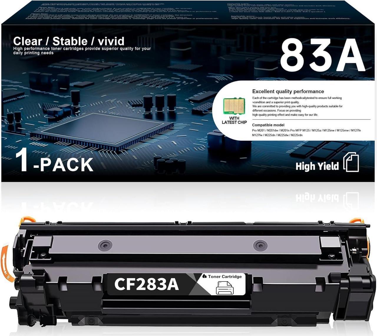 83A Black Toner Cartridge | Replacement for HP Replacement M201dw, MFP M125nw, MFP M127fn, MFP M127fw, MFP M225dn, MFP M225dw Pinter | for HP 83A CF283A Black Toner Cartridge 1-Pack