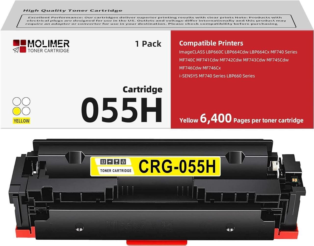 055H Yellow Toner Cartridge High Yield Replacement for Canon 055H Color imageCLASS MF741Cdw MF743Cdw MF745Cdw MF746Cdw LBP664Cdw Printer Ink 1Pack, 3017C001