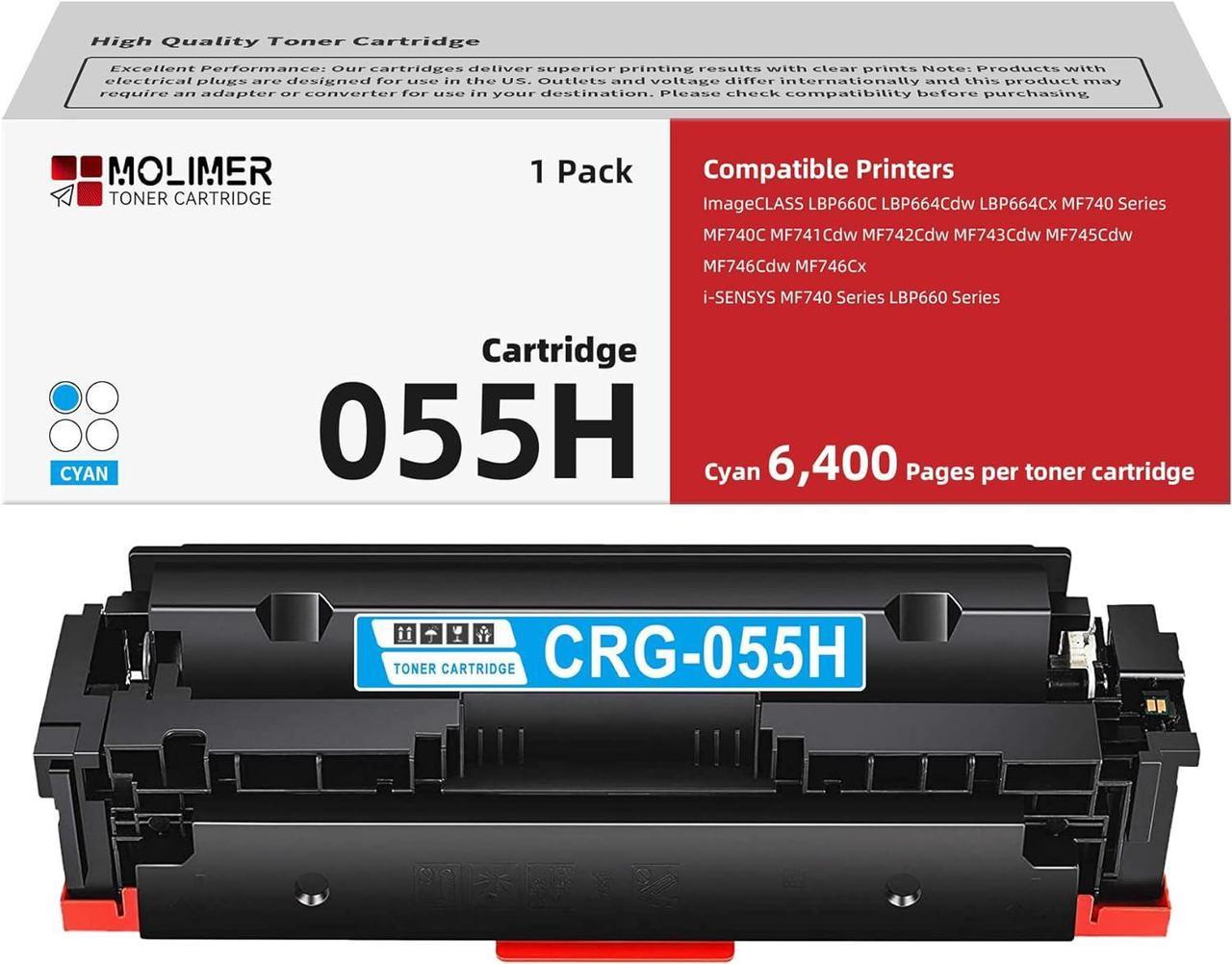 055H Cyan Toner Cartridge High Yield Replacement for Canon 055H Color imageCLASS MF741Cdw MF743Cdw MF745Cdw MF746Cdw LBP664Cdw Printer Ink 1Pack, 3019C001