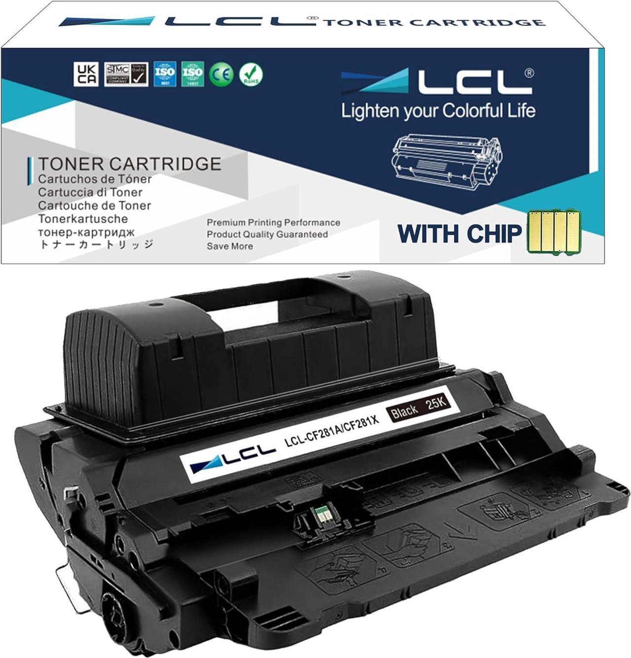 LCL Compatible for HP 81A CCF281A 81X CF281X 25K (1-Pack, Black) Toner Cartridge for HP Laserjet Enterprise M605n M605dn M605x M606dn M606x MFP MFP M630f MFP M630z MFP M630h MFP M630dn MFP M625