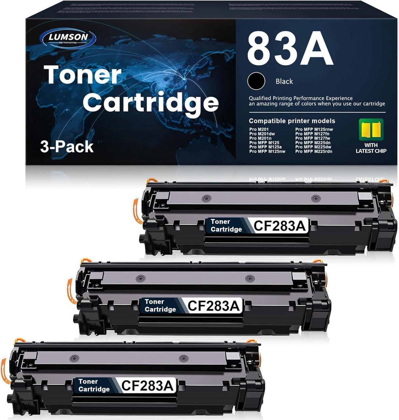 CF283A Toner Cartridge 83A Replacement for HP 83A Pro MFP M127fn M127fw M125a M125rnw M125nw M201dw M201n M225dn M225dw Printer Ink 3 Pack