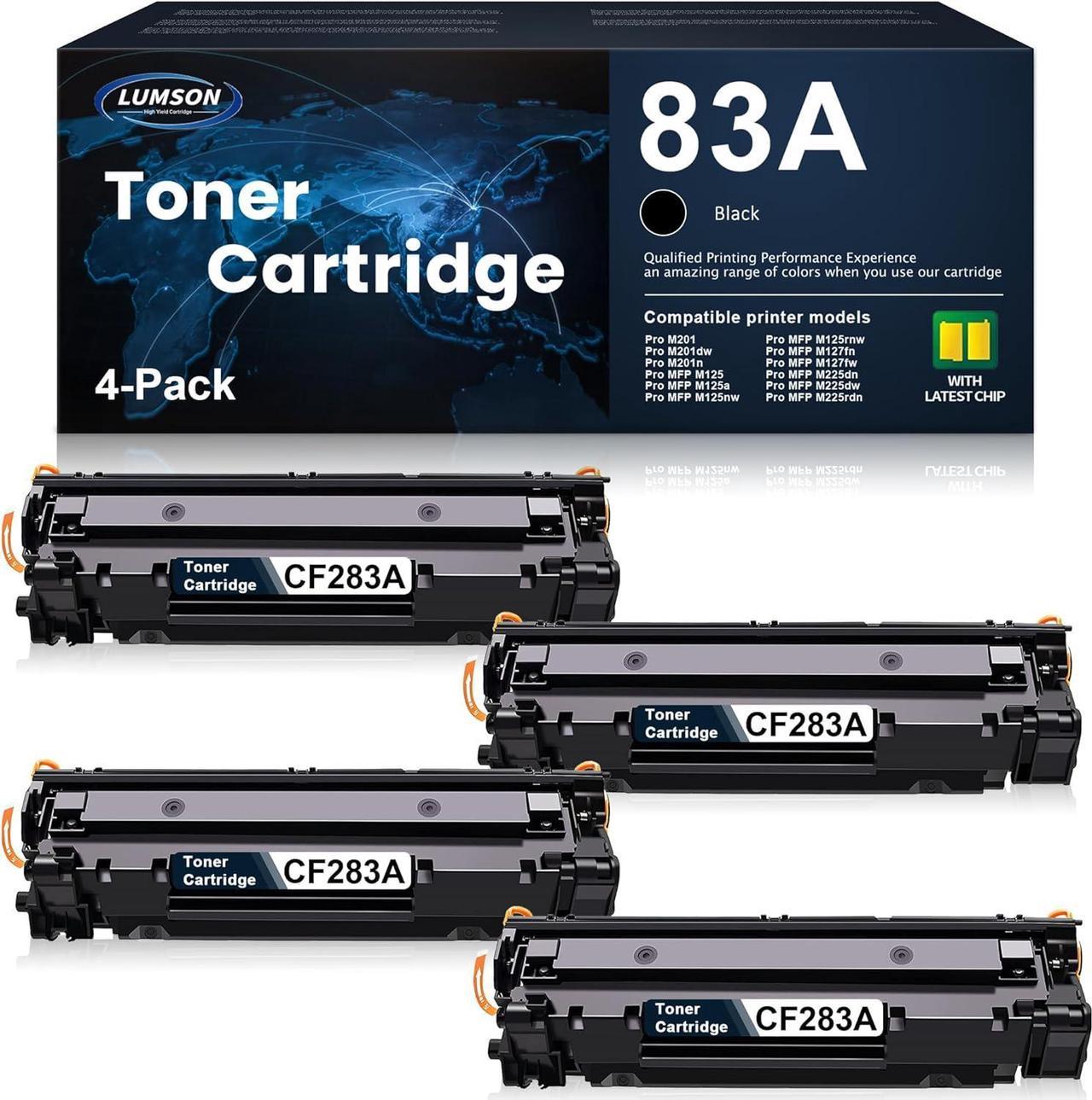 83A Toner Replacement for HP 83A CF283A Toner Cartridge Pro MFP M127fn M127fw M125a M125rnw M125nw M201dw M201n M225dn M225dw Printer Ink 4 Pack