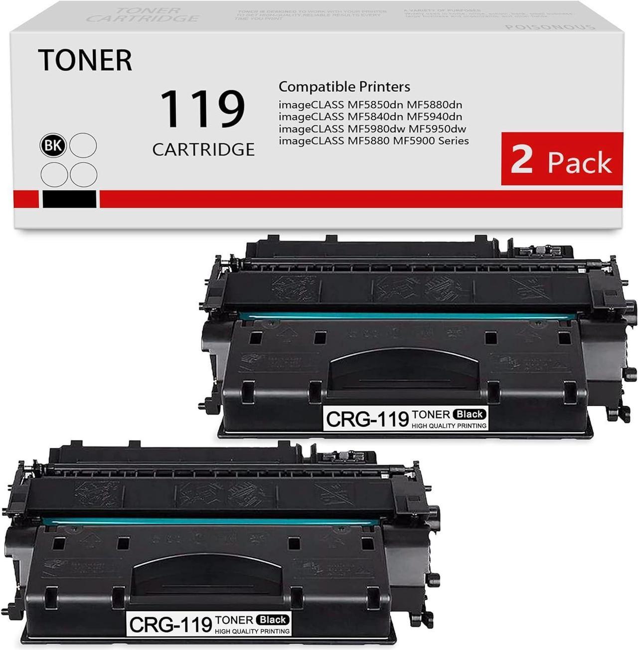 CRG-119 Toner Cartridge 119 (3479B001) Black Replacement for Canon 119 ImageClass MF414dw MF416DW MF419DW MF5950DW MF5960DN LPB251DW LPB253DW LPB6670DN Printer Toner 2-Pack