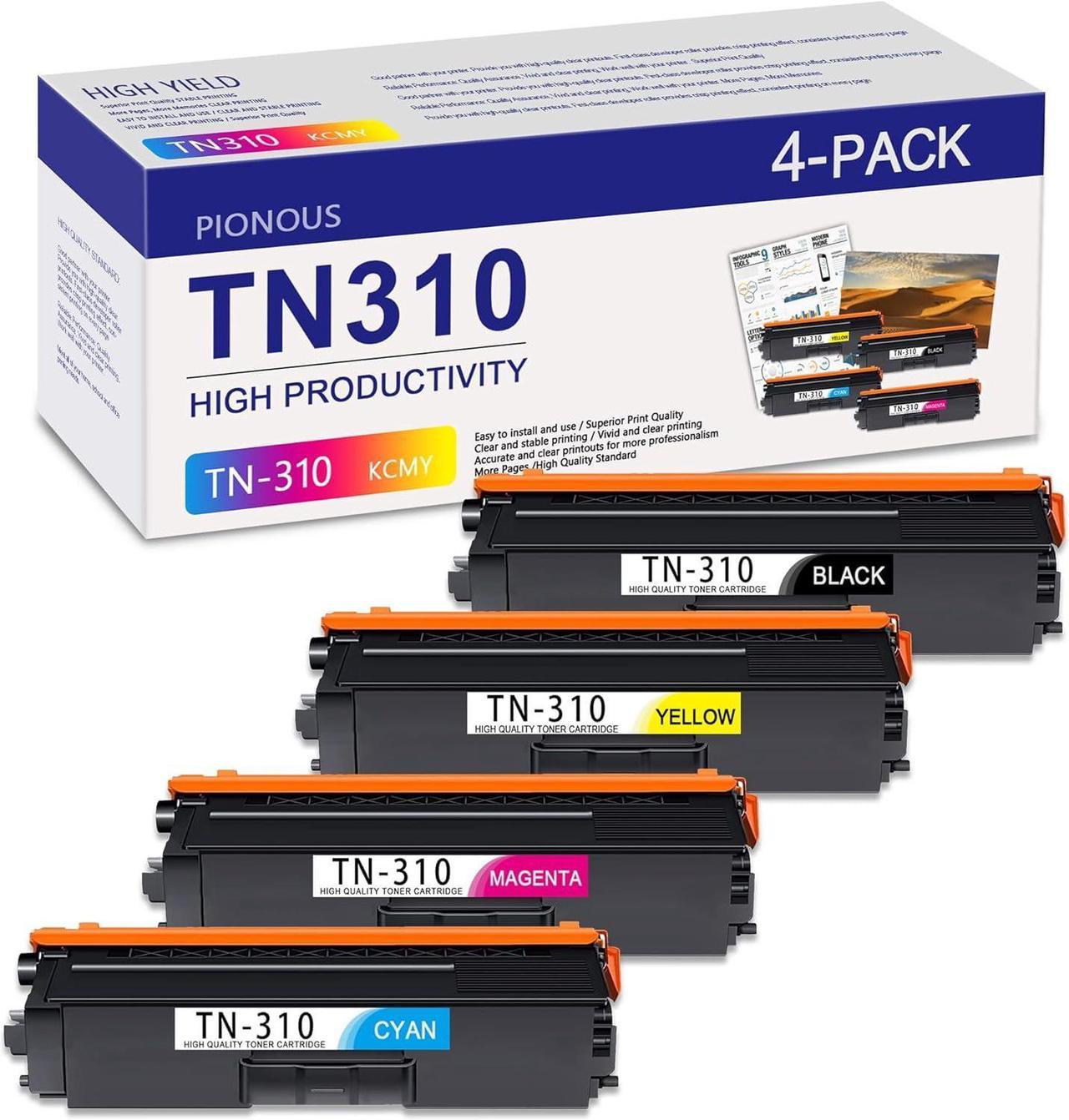 TN-310BK TN-310C TN-310M TN-310Y High Yield Toner Cartridge Set Replacement for Brother TN310 TN 310 HL-4150CDN HL-4140CW HL-4570CDW HL-4570CDWT Printer (Black,Cyan,Magenta,Yellow, 4-Pack)