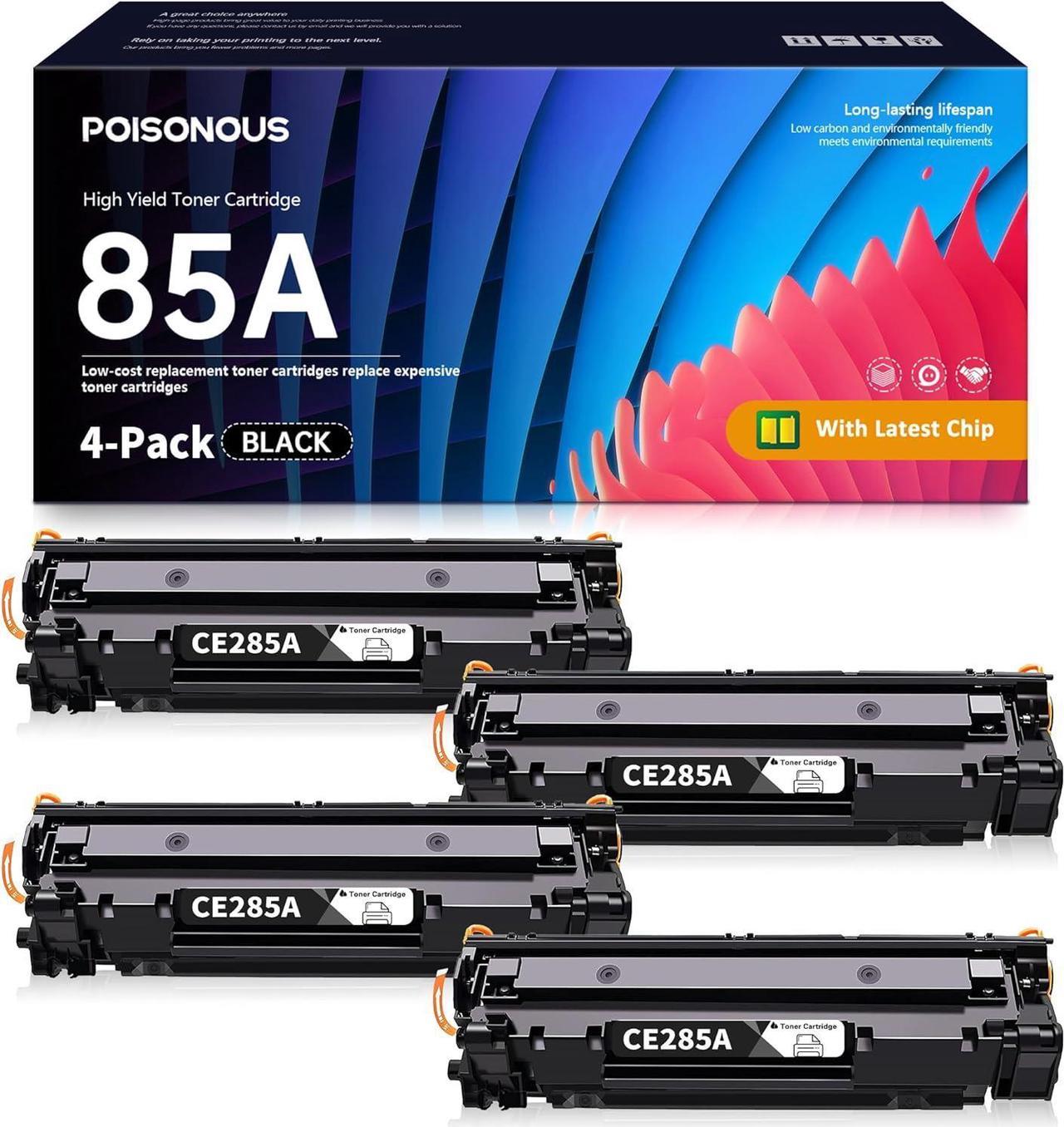 85A CE285A P1102W Toner Cartridges Black Replacement for HP 85A CE285A Toner Cartridges Pro M1212nf M1217nfw M1214nfh m1216nfh M1213nf M1219nf MFP P1102 P1109w M1132 Printer Ink Cartridge, 4-Pack