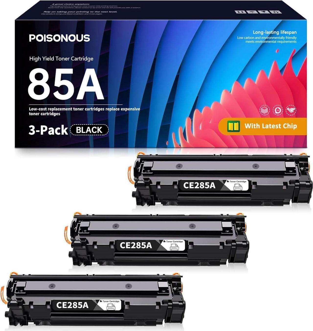 85A CE285A P1102W Toner Cartridges Black Replacement for HP 85A CE285A Toner Cartridges Pro M1212nf M1217nfw M1214nfh m1216nfh M1213nf M1219nf MFP P1102 P1109w M1132 Printer Ink Cartridge, 3-Pack