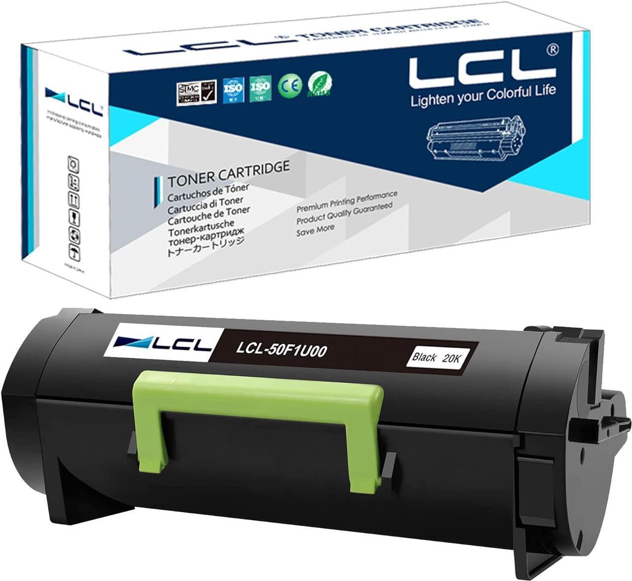 LCL Compatible for Lexmark 50F1U00 501U 50F0U0G 500UA 50F0UA0 500UG 20000pages (1-Pack, Black) Toner Cartridge for Lexmark MS510dn Lexmark MS610DN MS610DTN MS610DE MS610DTE