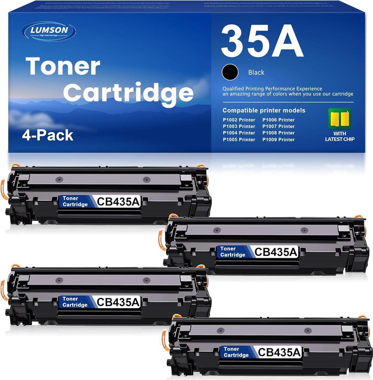 35A Toner Black High Yield Replacement for HP 35A CB435A Toner Cartridge P1002 P1003 P1004 P1005 P1006 P1007 P1008 P1009 Printer Ink 4 Pack