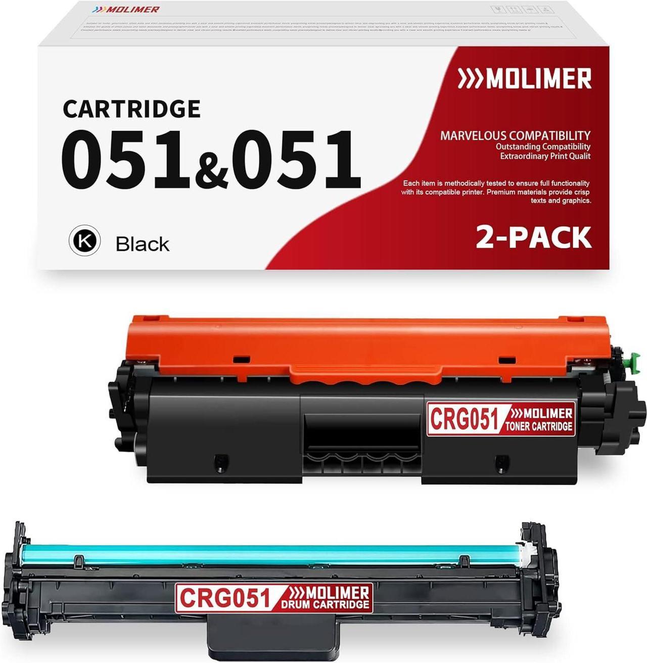 CRG-051 CRG 051 Toner Cartridge and CRG-051 CRG 051 Drum Unit Replacement for Canon 051 ImageCLASS LBP162dw MF267dw MF269dw LBP160 Series MF260 Series Printer (2-Pack, 1Toner+1Drum)