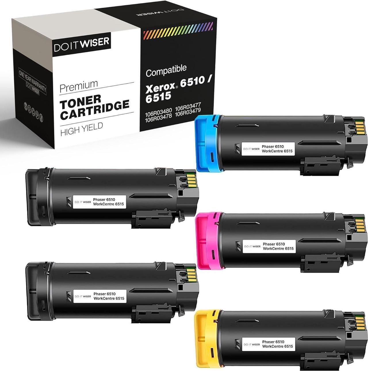 Do it Wiser Compatible Toner Cartridge Replacement for Xerox Phaser 6510, WorkCentre 6515 High Yield (5 Pack, 2 Black, 1 CMY)