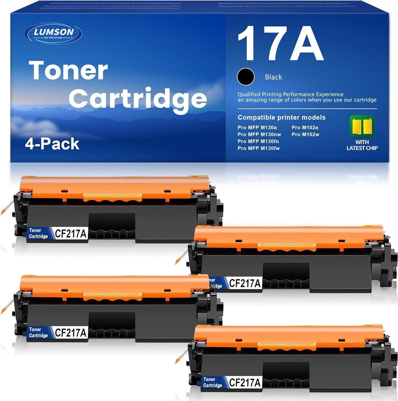 17A Toner Black High Yield with Chip Replacement for HP 17A CF217A Toner Cartridge Pro MFP M130fn M130a M130fw M130nw M102a M102w Printer Ink 4 Pack