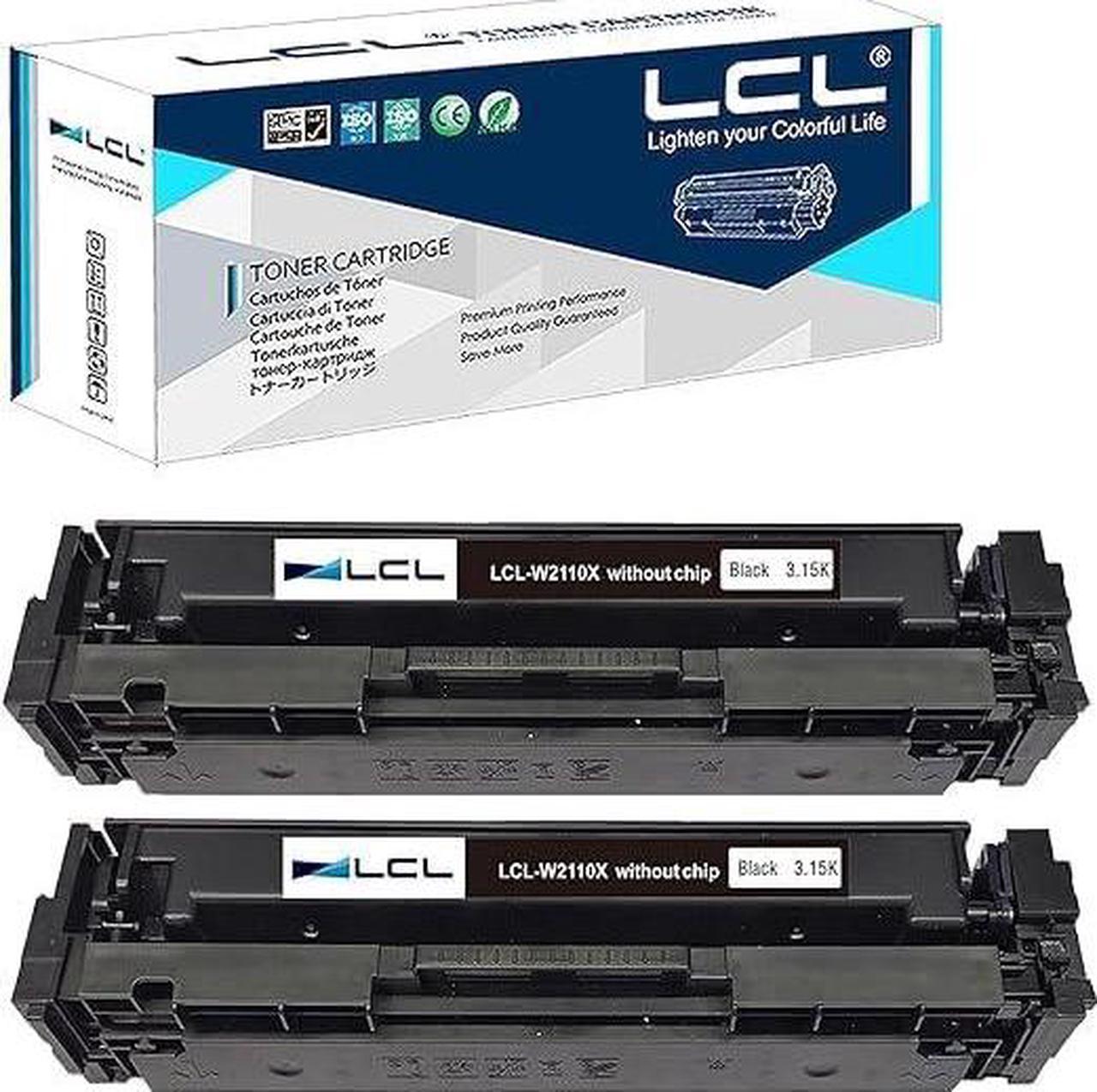 Without Chip LCL Compatible for HP 206A 206X W2110A W2110X (2-Pack Black) Toner Cartridge for HP Color Laserjet PRO MFP M255 M255DW M255NW M282N 282NW M283 283FW M283FDW M283cdw Series Printer