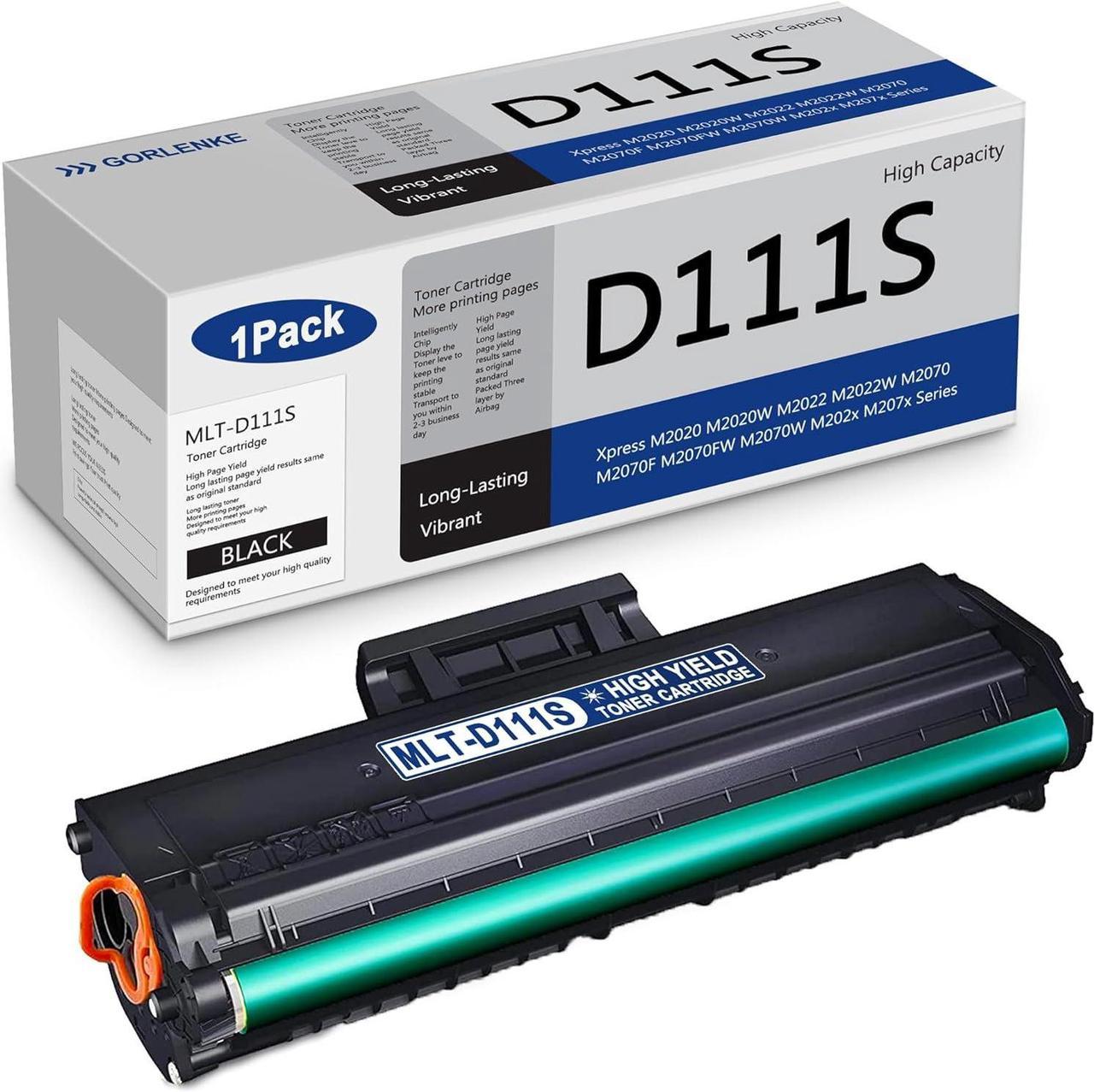 MLT-D111S SU814A Toner Cartridge D111S High Yield 1 Pack Compatible Replacement for Samsung MLTD111S Cartridge Xpress M2020 M2020W M2022 M2070FW M2070W M202x M207x Series Printer Black