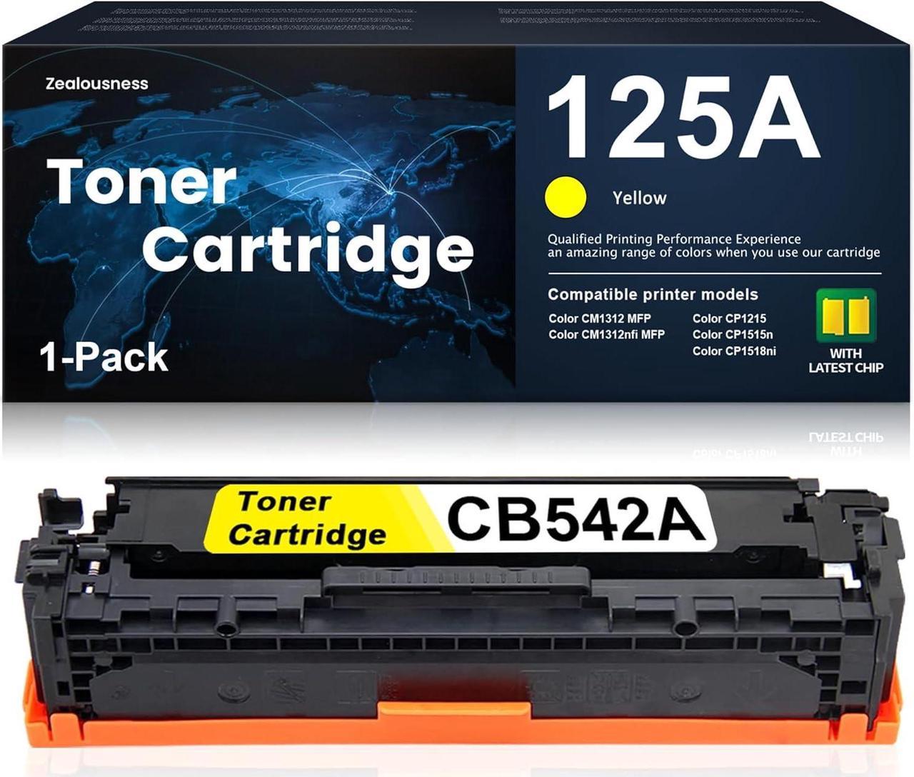 125A Toner Cartridge Remanufactured CB542A High Yield Replacement for HP 125A CP1215 CP1515n CP1518ni CM1312 MFP CM1312nfi MFP Printer, Yellow 1 Pack