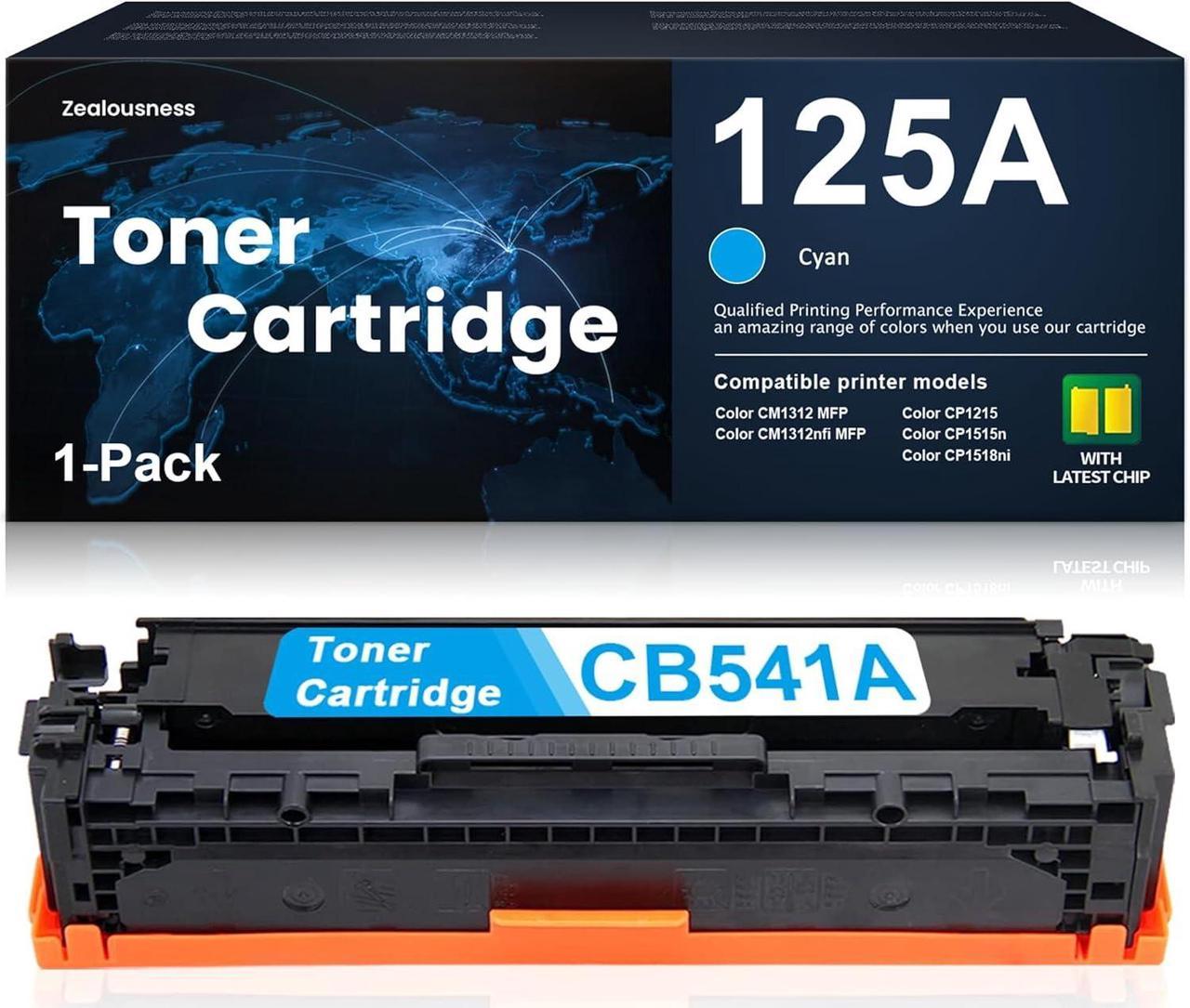 125A Toner Cartridge Remanufactured CB541A High Yield Replacement for HP 125A CP1215 CP1515n CP1518ni CM1312 MFP CM1312nfi MFP Printer, Cyan 1 Pack