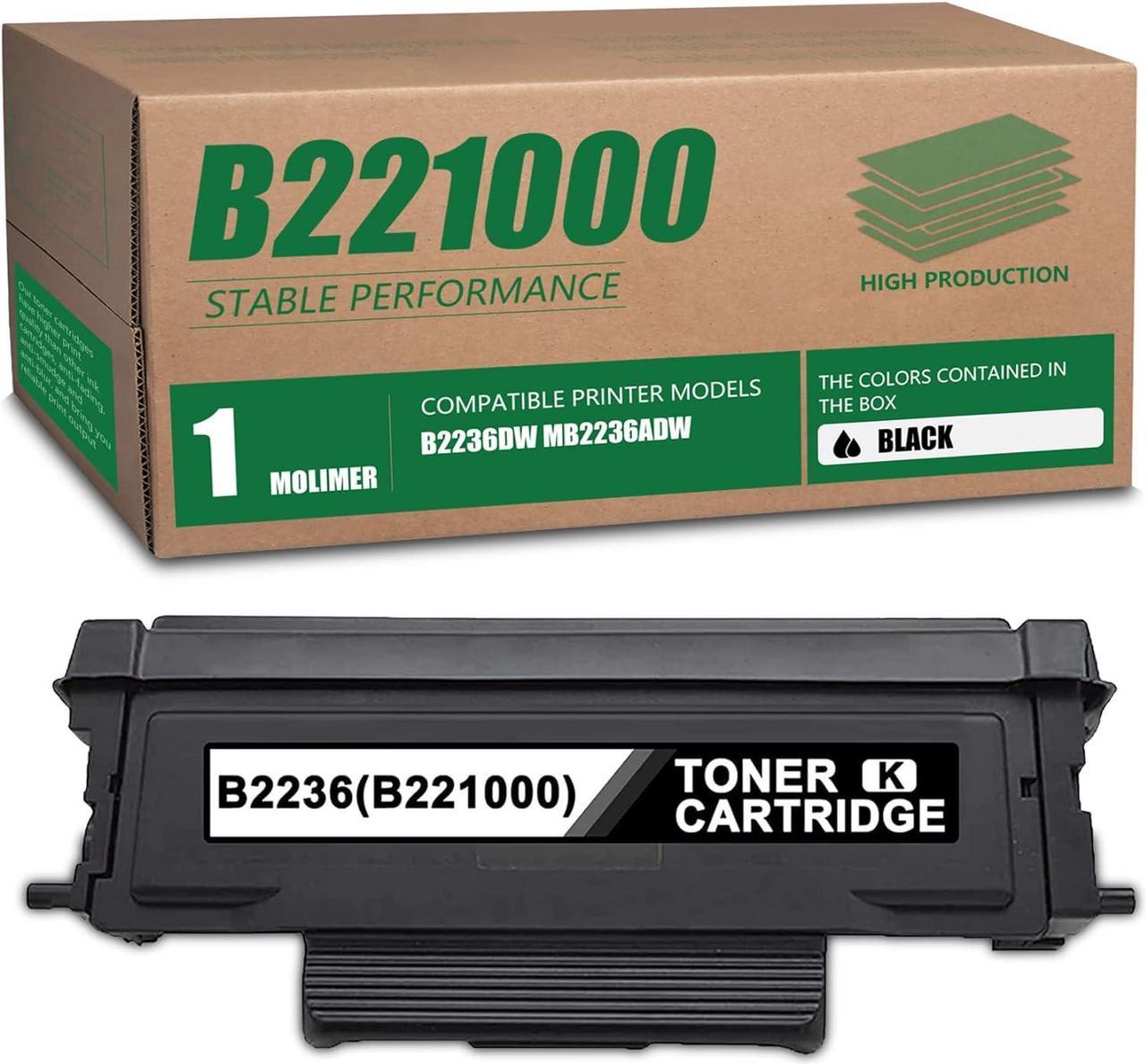 MOLIMER Compatible 1 Pack B221000 B2236 Black Toner Cartridge Replacement for Lexmark B2236dw MB2236adw Printer (Black, 1,700 Pages)