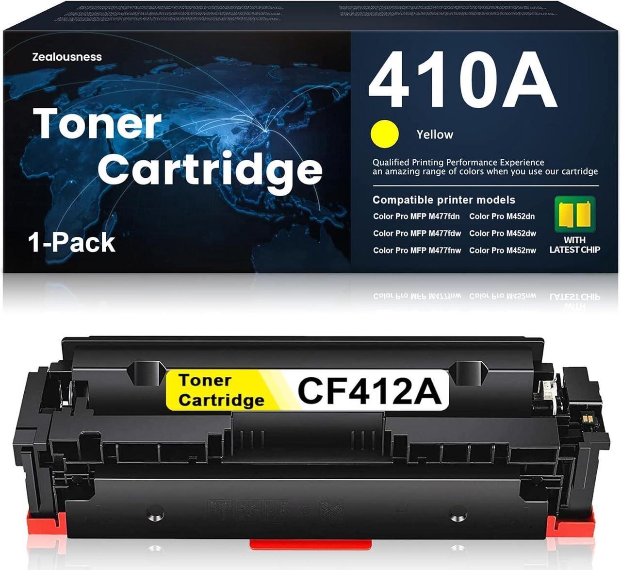 [High Yield,with Latest CHIP] 410A CF412A Yellow Toner Replacement for HP 410A Toner Cartridge Color Pro MFP M477fdn M477fdw M477fnw Color Pro M452dn M452dw M452nw Printer Ink 1 Pack