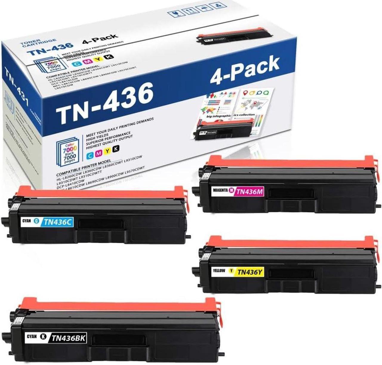 MOLIMER Compatible TN436BK TN436C TN436M TN436Y 4PK(1BK+1C+1M+1Y) Toner Cartridge TN436 Extra High Yield Replacement for MFC-L9570CDWT DCP-L8410CDW HL-L9310CDW L9310CDWT Printer Toner Cartridge