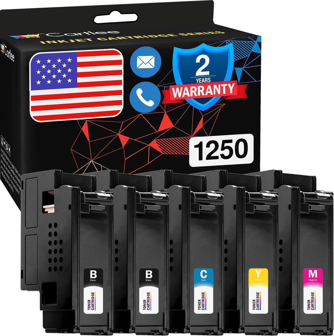 Cartlee 5 pk Compatible High Yield Laser Toner Cartridges Replacement Ink for Dell 1250c 1250 1350cnw 1355cn 1355w 1355cnw C1760nw C1765nfw c1760 C1765nf printer (2 Black, 1 Cyan, 1 Magenta, 1 Yellow)