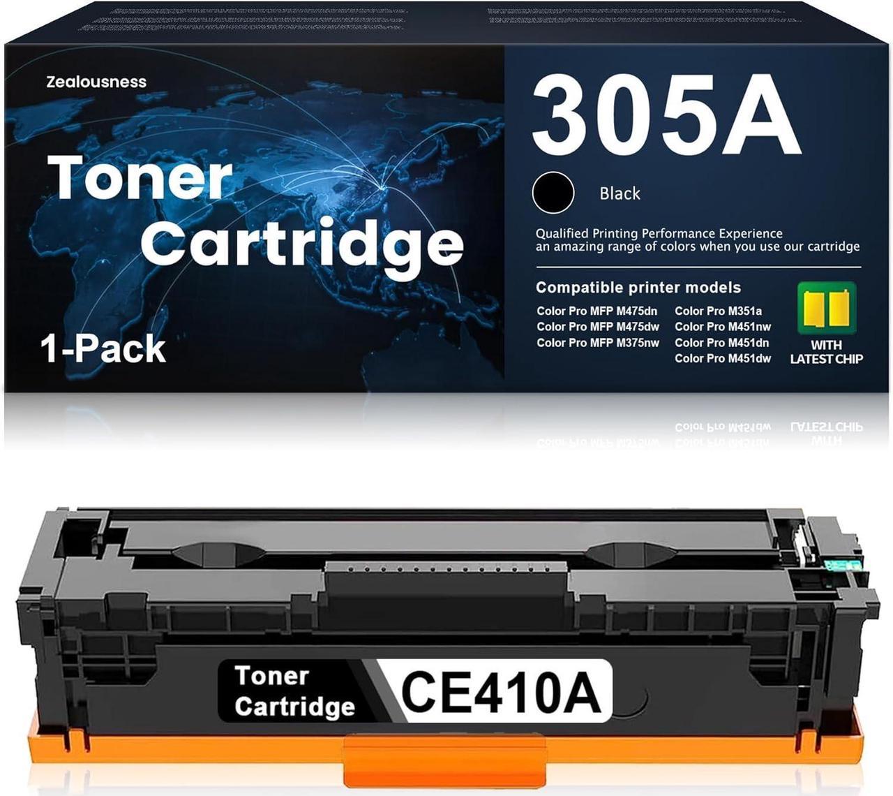 305A Toner Cartridge Remanufactured CE410A High Yield Replacement for HP 305A Pro 300 M351a 400 M451nw M451dn M451dw MFP M475dn M475dw M375nw Printer, Black 1 Pack