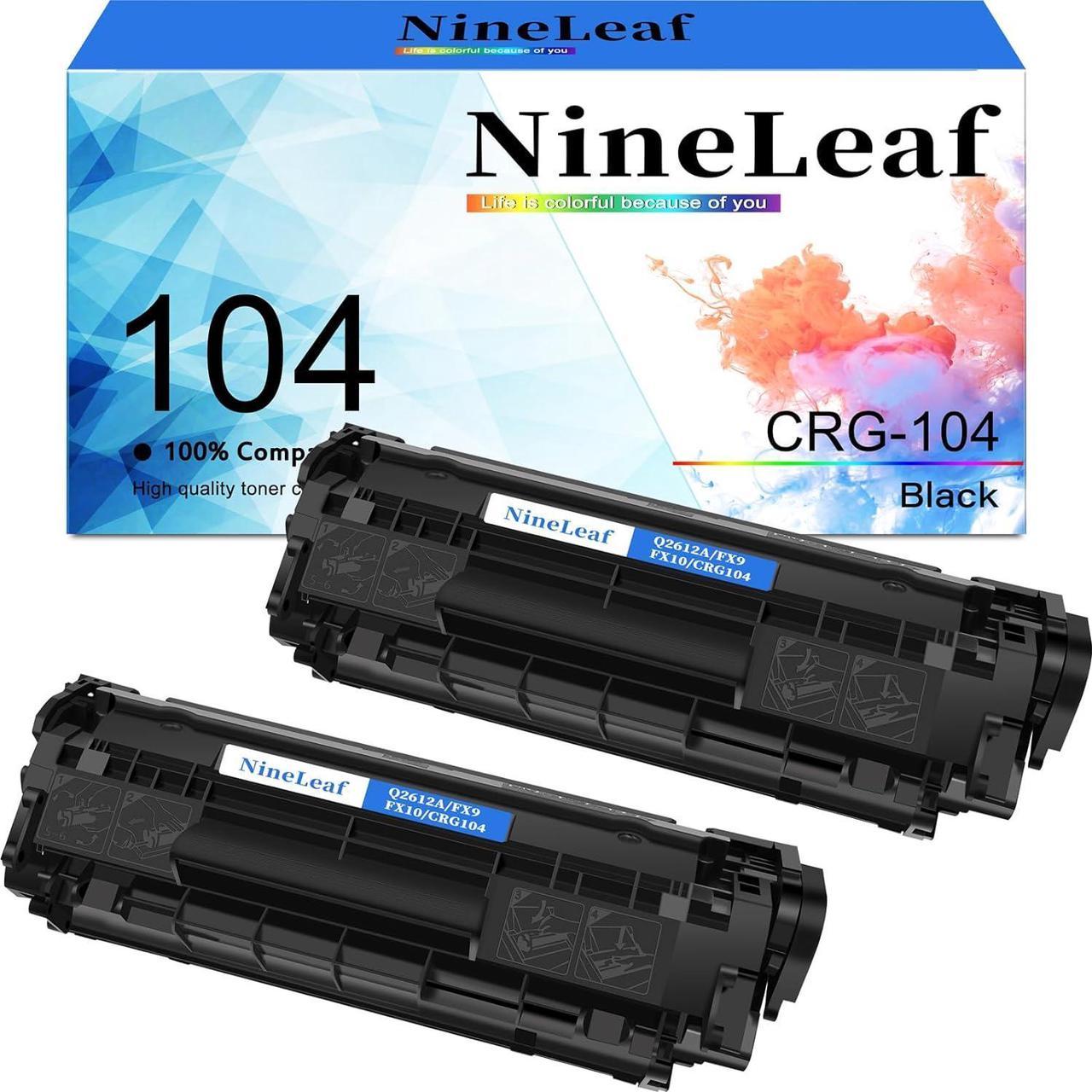 NineLeaf Compatible Toner Cartridge Replacement for Canon 104 FX-10 FX-9 0263B001 Imageclass D420 D450 D480 MF4150 MF4350D MF4270 MF4350d MF4370dn MF4380dn MF4690 Laser Printer (2 Black)