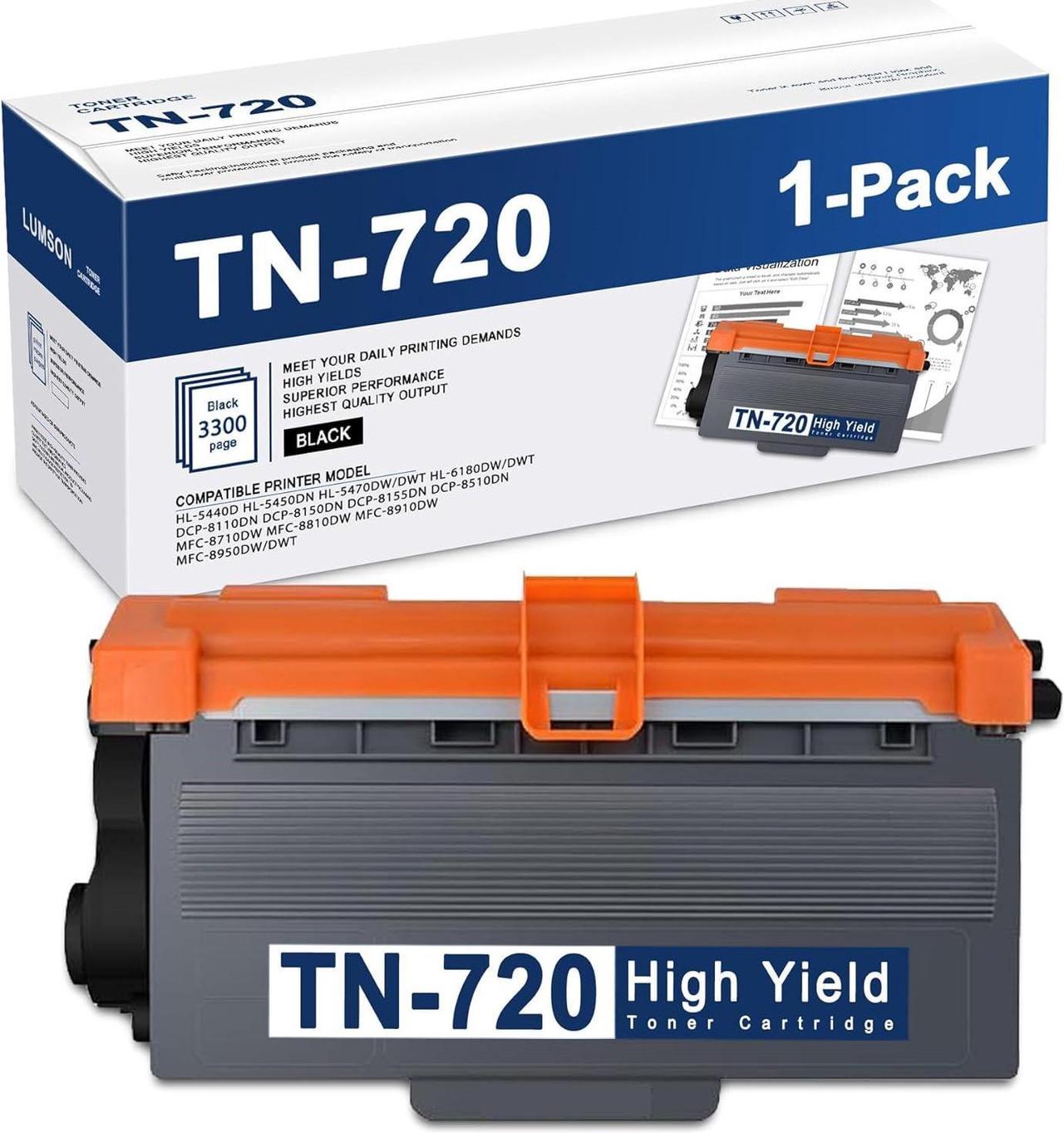 TN720 TN-720 Toner Cartridge 1 Pack High Yield Replacement for Brother TN 720 HL-5440D HL-5470DW DCP-8110DN DCP-8150DN MFC-8710DW MFC-8950DW Printer Ink, Black