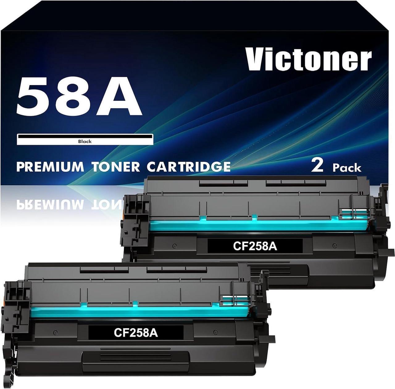 58A CF258A Toner Cartridge No Chip Compatible Replacement for HP 58A CF258A 58X CF258X Pro M404n M404dn M404dw MFP M428fdw M428fdn M428dw M404 M428 M406 M430 Printer (Black, 2 Packs)