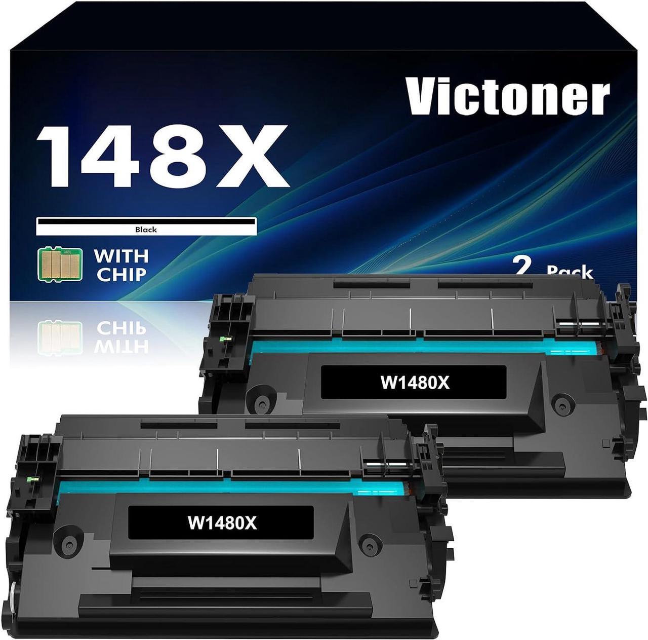 148X Toner Cartridge Black 148A (with Chip) Compatible Replacement for HP 148X W1480X W1480A for HP Pro 4001dw 4001dn 4001n MFP 4101fdw 4101fdn Printer High Yield Ink (2 Packs)