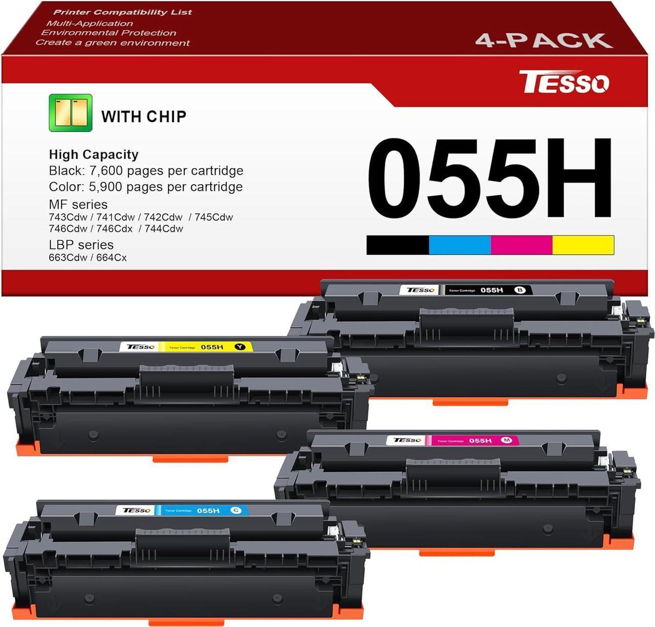 Display Ink Volume | 055 055H Toner Compatible for Canon 055 Toner Cartridge Set | Work with Canon Color ImageCLASS MF743Cdw MF741Cdw MF745Cdw MF746Cdw LBP663Cdw LBP664Cdw Printer