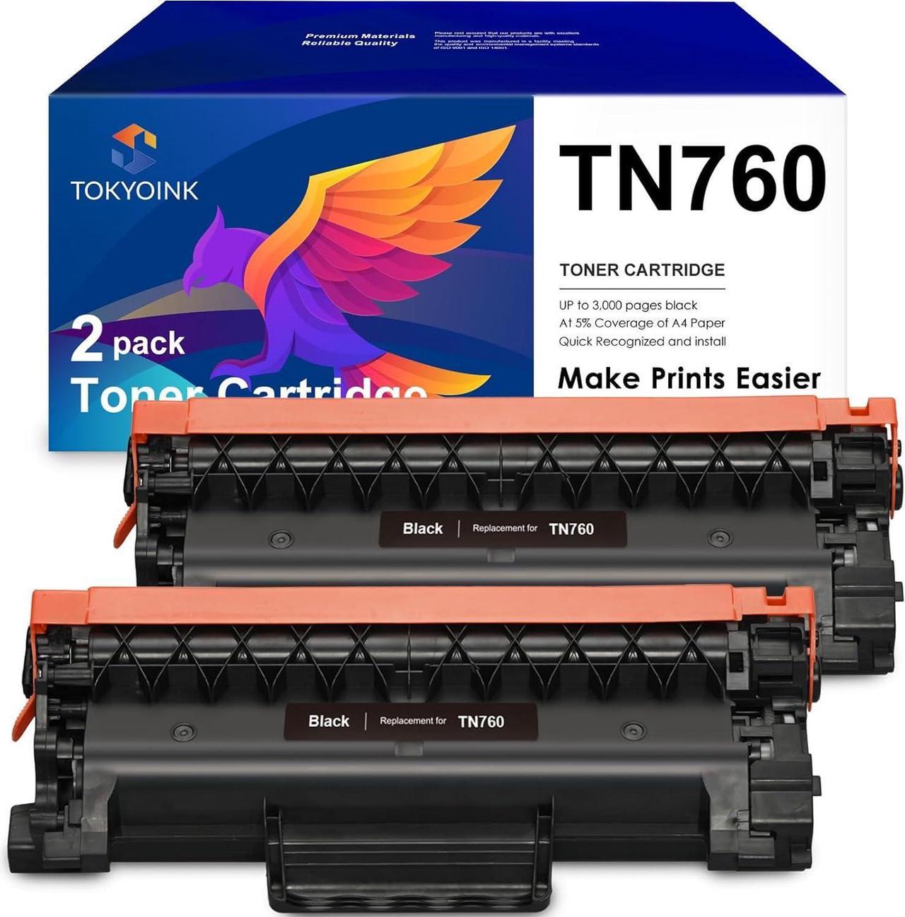 TOKYOINK TN760 Compatible Toner Cartridge Replacement for Brother TN760 TN-760 TN730 TN-730 for MFC-L2710DW MFC-L2750DW HL-L2370DW HL-L2395DW DCP-L2550DW HL-L2350DW Printer