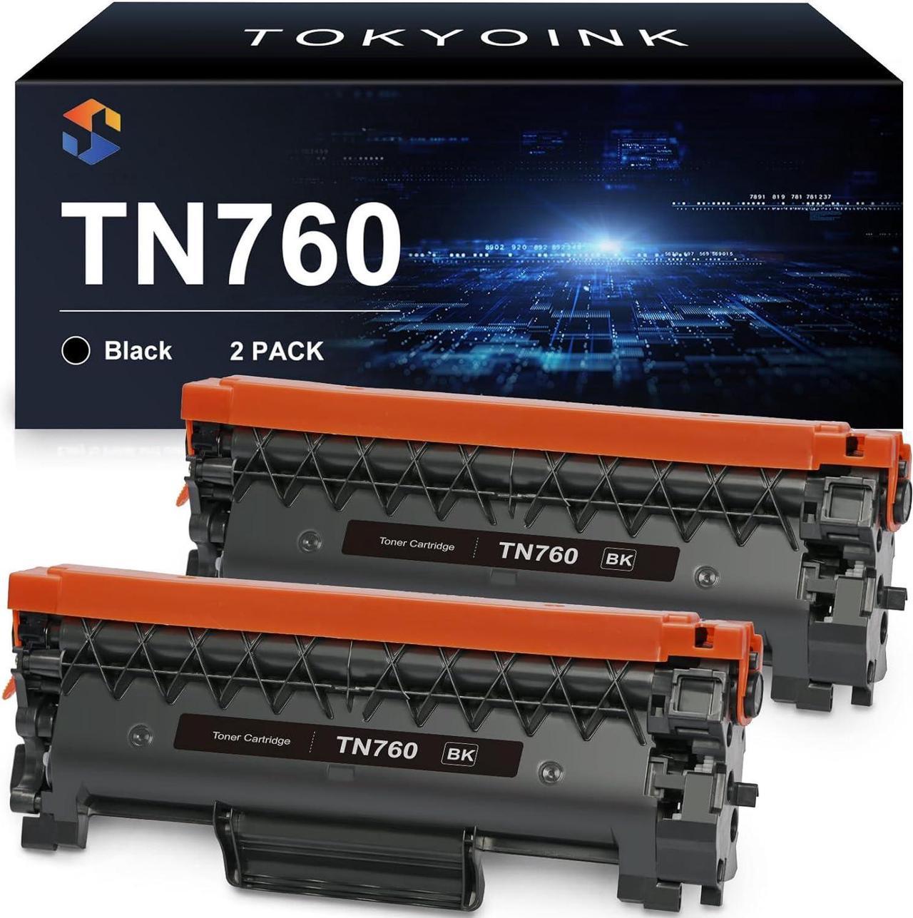 TOKYOINK TN760 Compatible Toner Cartridge Replacement for Brother TN760 TN-760 TN730 TN-730 for MFC-L2710DW MFC-L2750DW HL-L2370DW Printer Toner Cartridges(2 Pack)