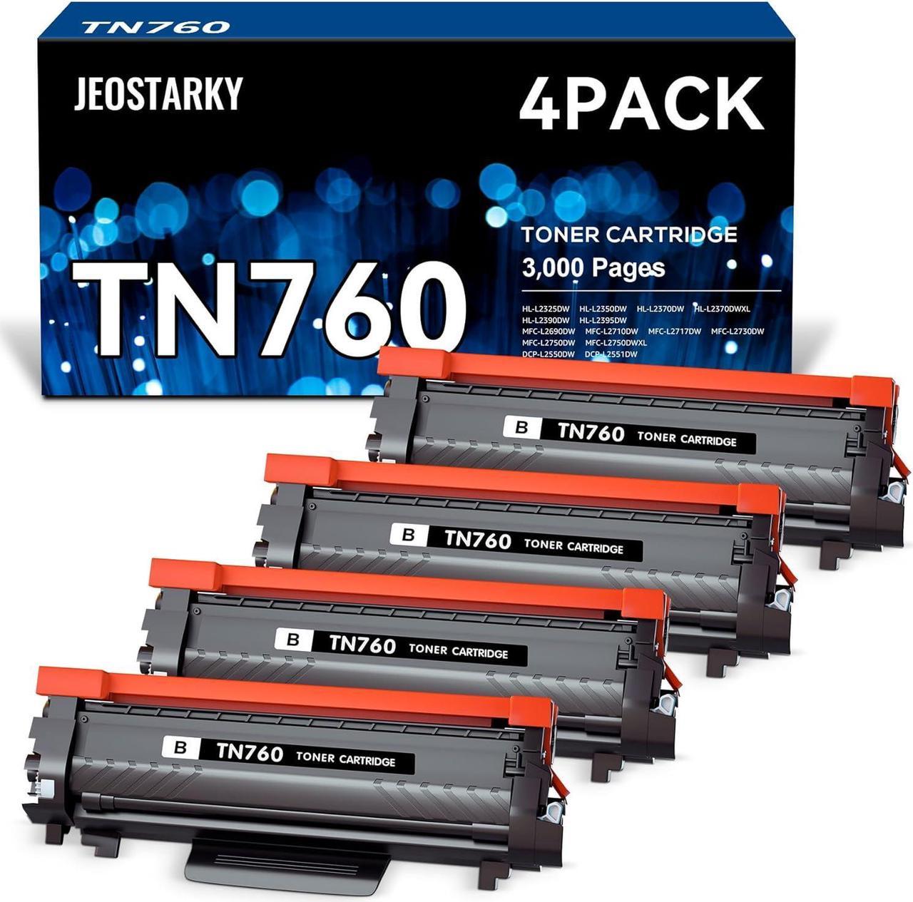 TN760 Toner for Brother Printer Replacement for Brother TN760 TN-760 TN 760 TN730 TN-730 TN 730 Compatible for Brother MFC-L2710DW DCP-L2550DW MFC-L2750DW HL-L2350DW HL-L2395DW Printer (Black, 4 Pack)