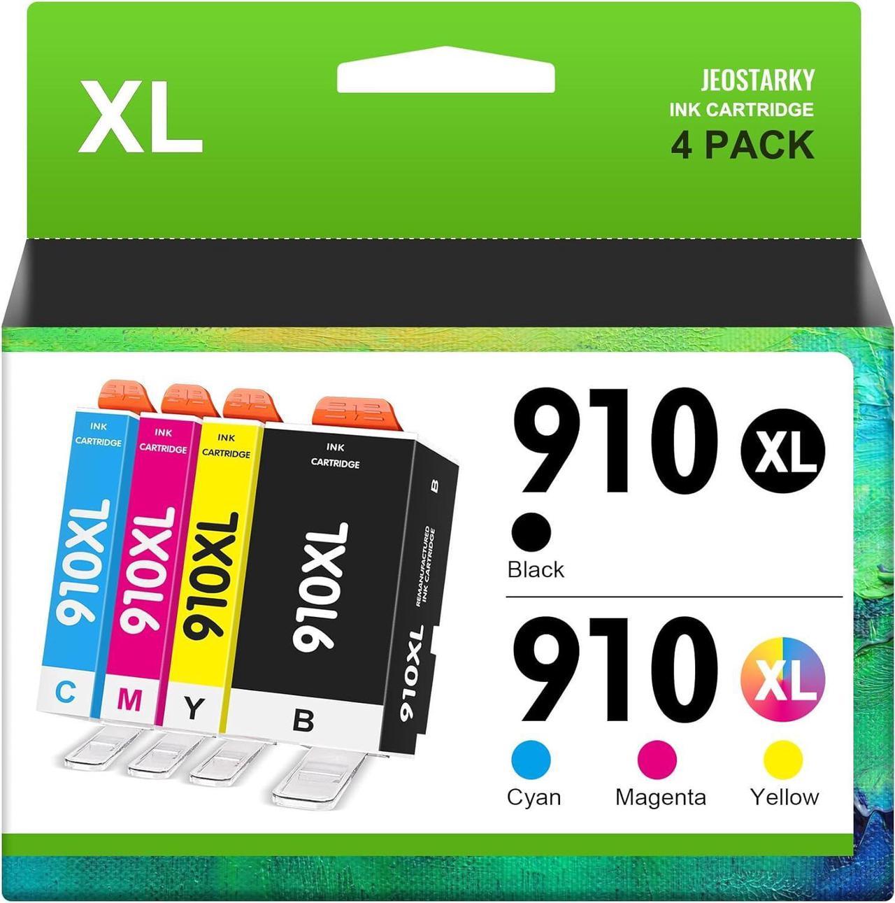 Jeostarky Compatible for HP 910XL Ink Cartridges Combo Pack Replacement for HP 910XL 910 XL Compatible for HP Officejet Pro 8020 8025 8028 8035 8022 Printer (4 Pack 910XL Ink Cartridges Combo Pack)