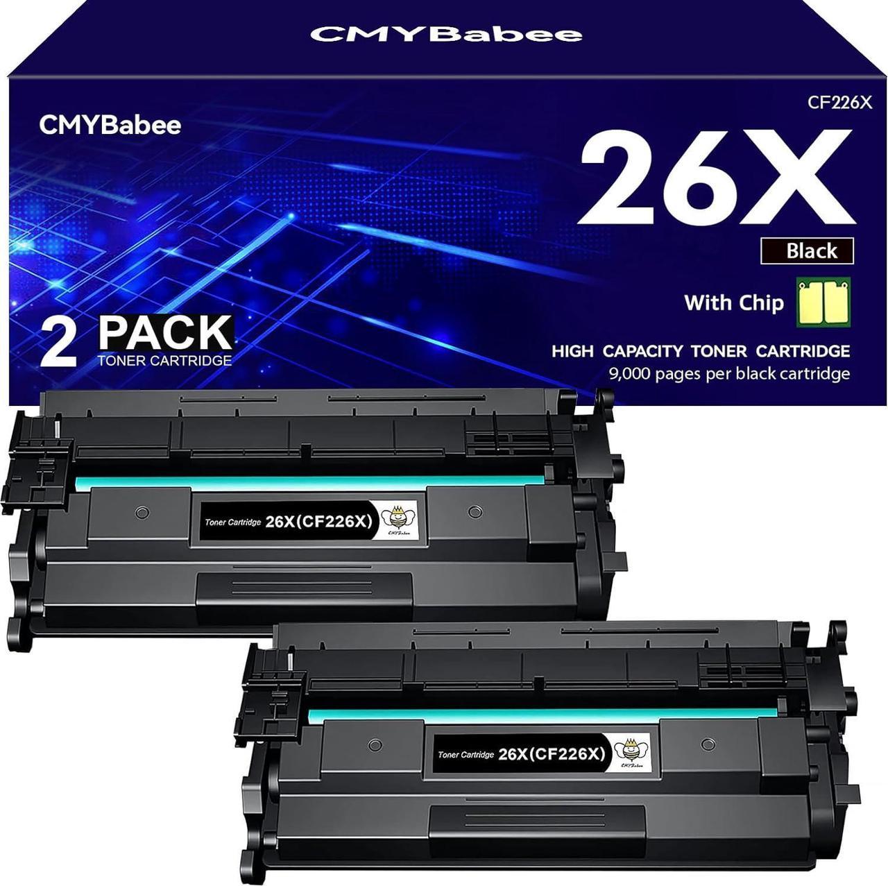 CMYBabee Compatible Toner Cartridge Replacement for HP 26X CF226X HP 26A CF226A 26A 26X Pro M402n M402dn M402dne M402dw Pro MFP M426fdw M426fdn M426dw (Black, 2-Pack)