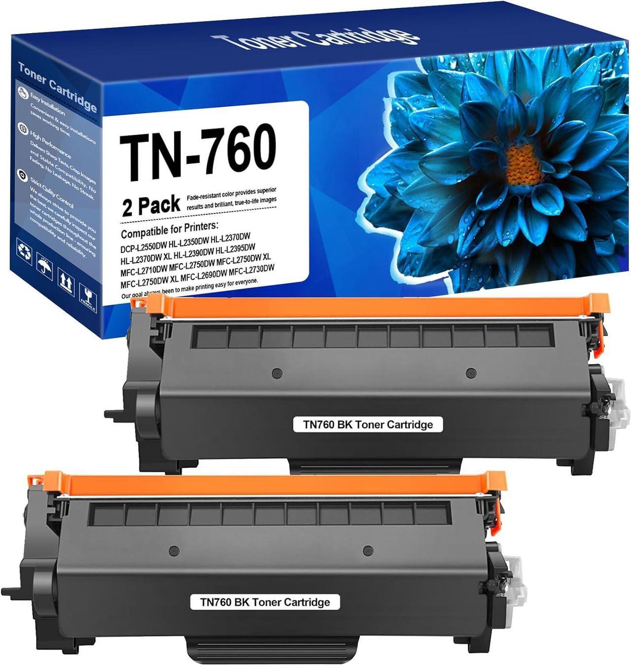 MYCKINK TN760 Toner Cartridge Replacement Compatible for Brother TN760 TN-760 TN 760 TN-730 TN730 Toner for Brother Printer MFC-L2710DW MFC-L2750DW HL-L2350DW HL-L2395DW DCP-L2550DW (2-Black)