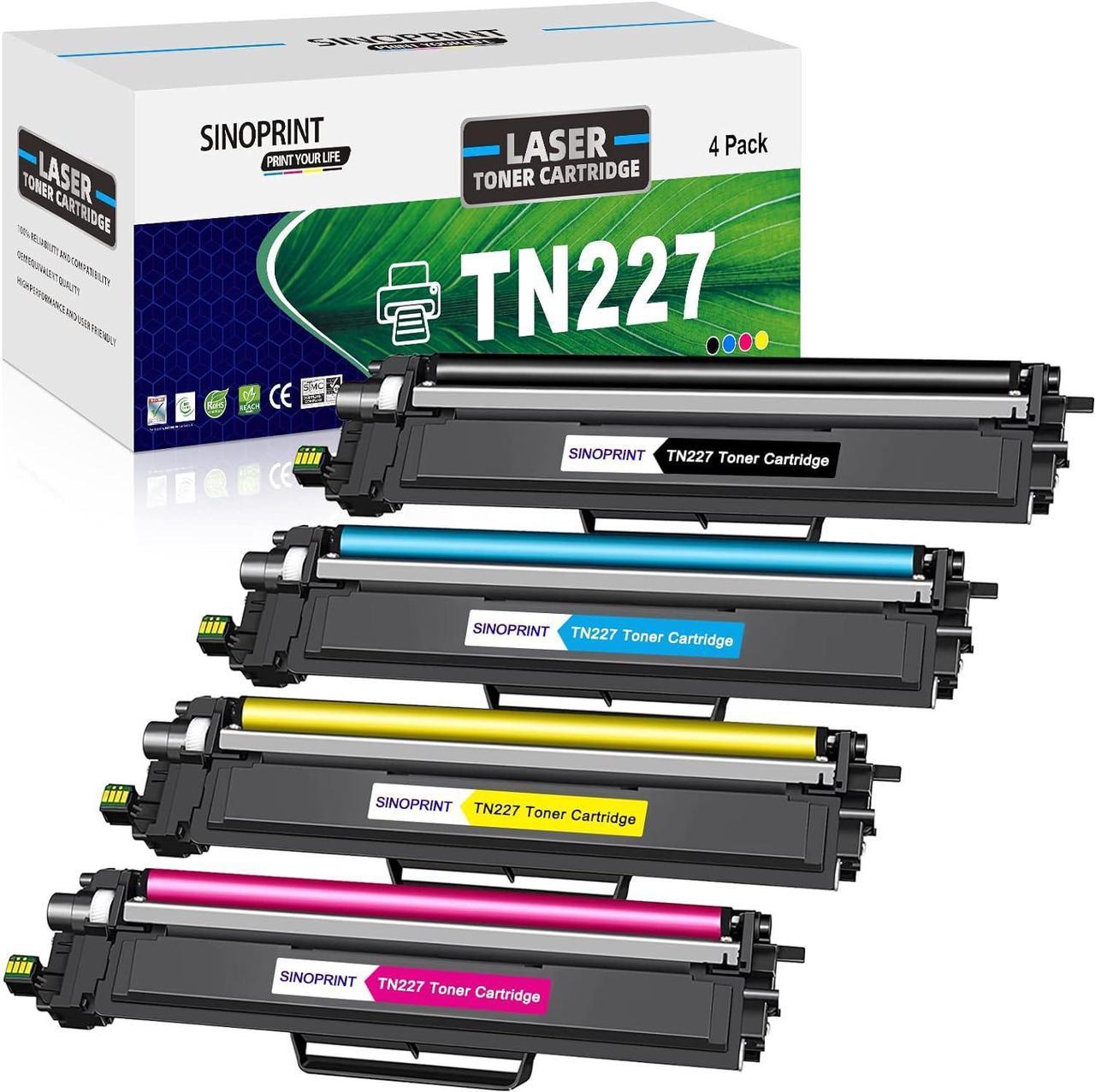 SINOPRINT Compatible Toner Cartridge Replacement for Brother TN227 TN-227 TN227BK TN227C TN227M TN227Y High Yield Compatible with HL-L3290CDW HL-L3210CW MFC-L3750CDW MFC-L3710CW Printer (4 Pack)