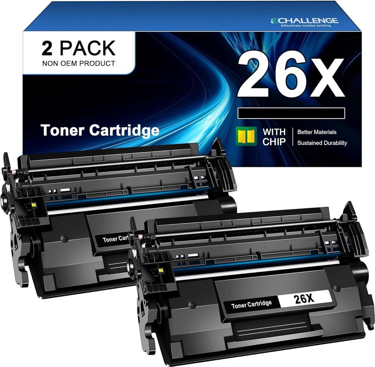 26X CF226X Toner Cartridge Replacement for HP 26X CF226X Compatible with Laserjet Pro M402d M402dn M402dw Laserjet Pro MFP M426fdw M426fdn M426dw Printer (2 Black)