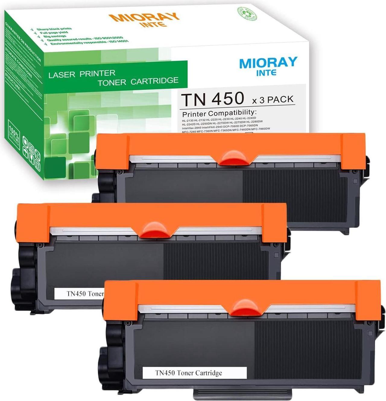 MIORAYINTE TN450 TN420 Black Toner Cartridge Compatible Replacement for Brother TN450 TN-450 TN420 TN-420 High Yield for HL-2240d HL-2270dw HL-2280dw MFC-7360n IntelliFax 2840 29403 Packs