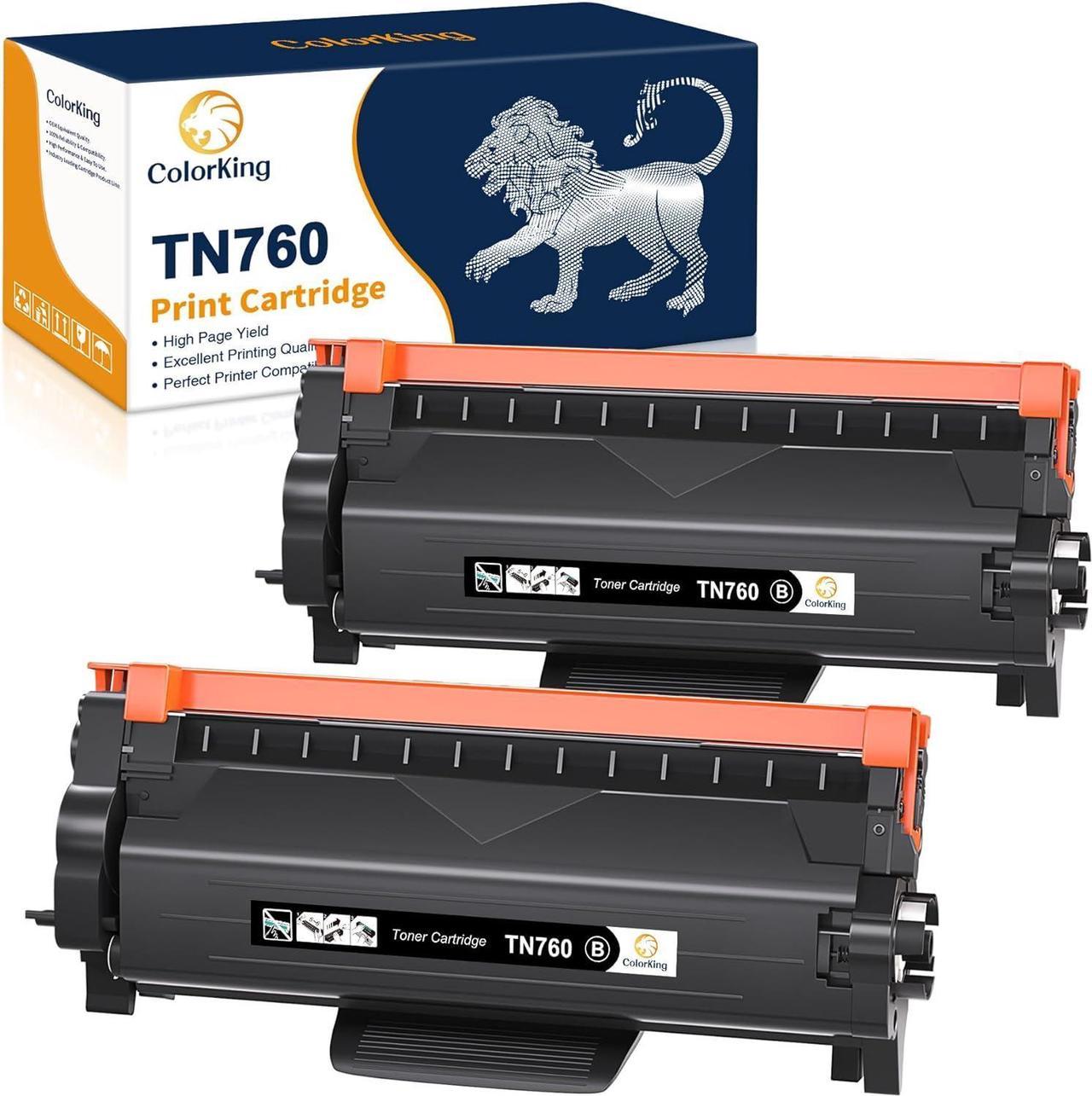 Colorking TN760 Toner for Brother Printer Compatible Replacement for Brother TN760 TN-760 TN 760 TN730 Toner for Brother Printer MFC-L2710DW DCP-L2550DW MFC-L2750DW HL-L2350DW HL-L2370DW(2 Black)