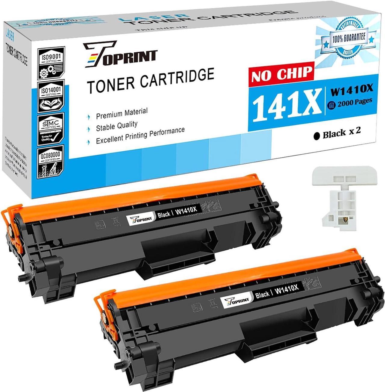 TOPRINTNO CHIP, with Tool Compatible Toner Cartridge 141X W1410X ( W1410A, 141A ) 2 Black High Yield, 2000 Pages for HP Laserjet M110w, M110we; HP Laserjet MFP M139we, M140w, M140we Printer