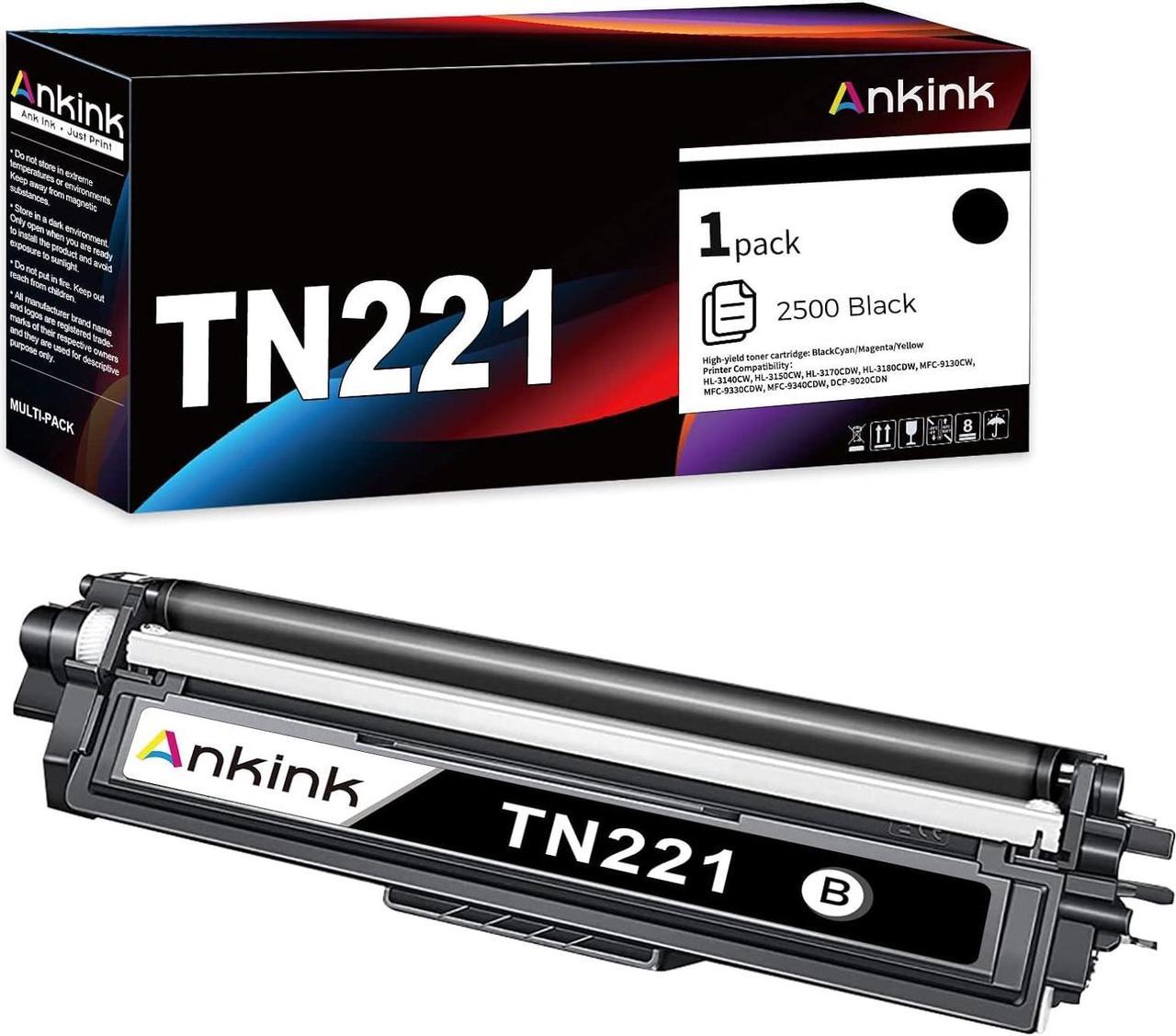 ANKINK Compatible Toner Cartridge Replacement for Brother TN221 TN225 Black to Use with HL-3140CW HL-3150CW HL-3170CDW HL-3180CDW MFC-9130CW MFC-9330CDW MFC-9340CDW(Black, 1 Pack)