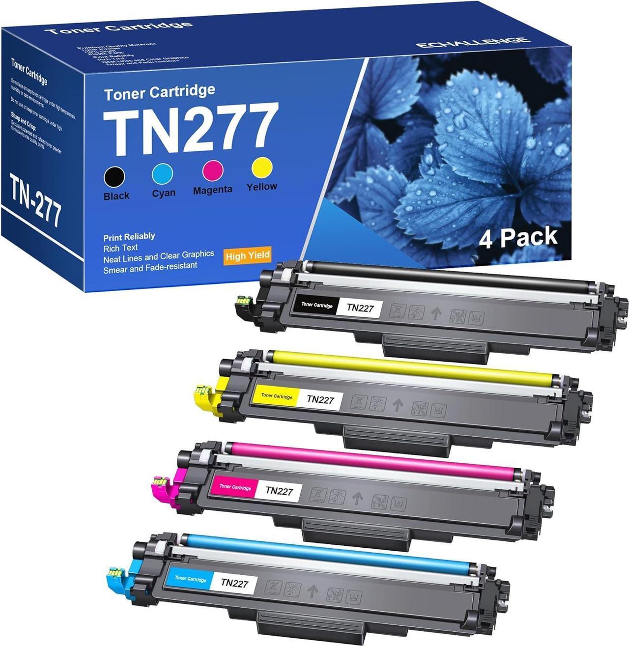 TN227 TN-227 4 Pack High Yield Compatible Toner Cartridge Replacement for Brother TN227 TN-227 TN227BK TN223 TN-223 Work with MFC-L3710CW MFC-L3750CDW MFC-L3770CDW HL-L3210CW HL-L3230CDW (BK/C/M/Y)