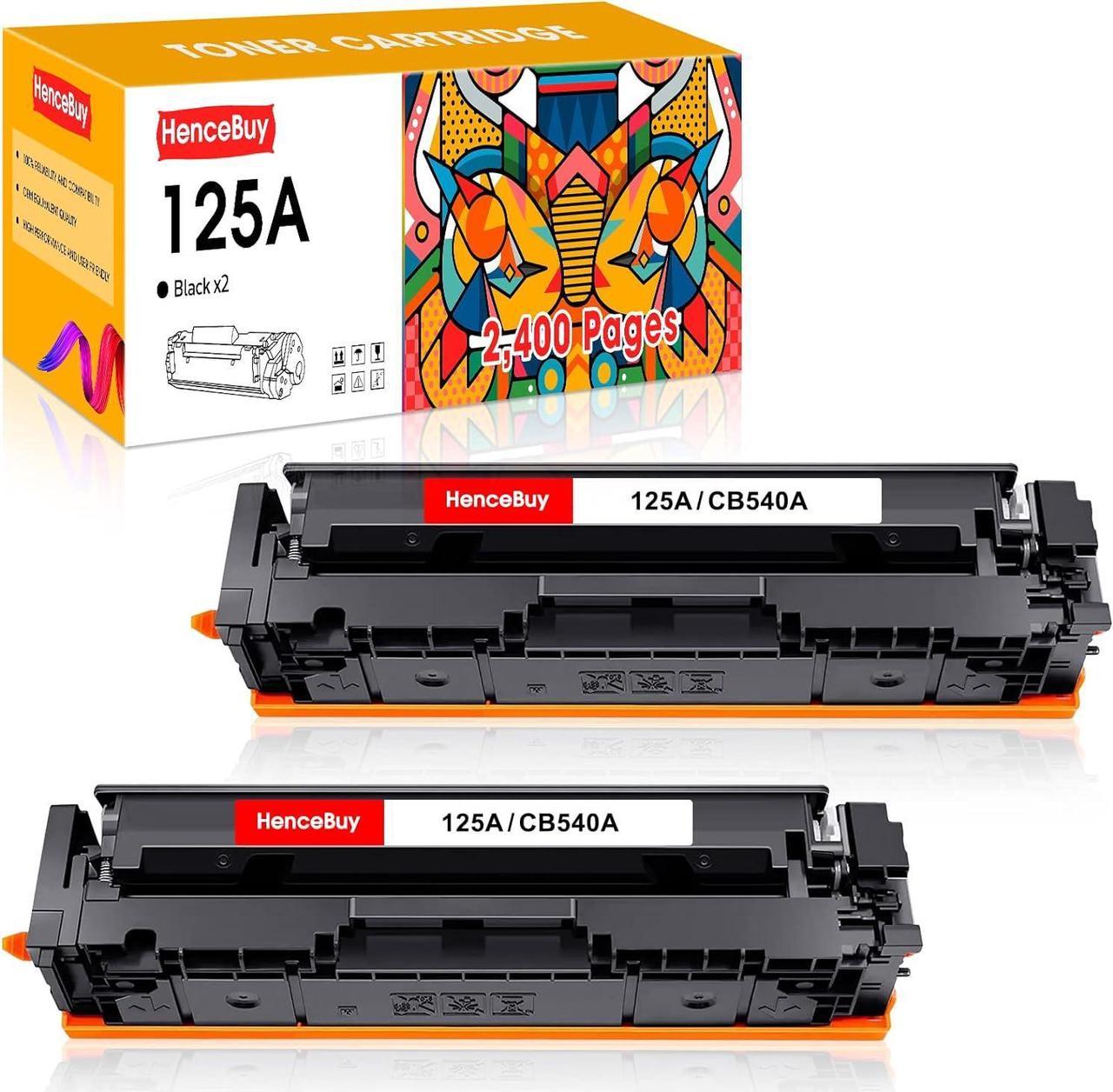 HenceBuy Compatible 125A Black Toner Cartridge Replacement for HP 125A CB540A Use with HP Color CP1215 CP1515n CP1518ni CM1312 CM1312nfi Printer (Black,2-Pack)